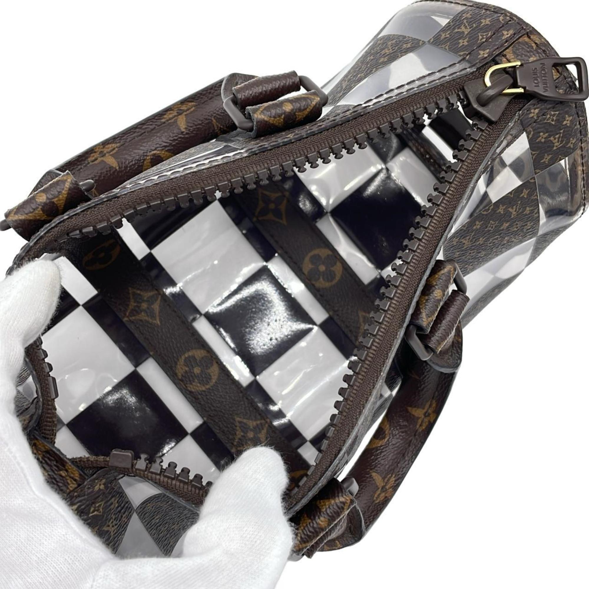 Louis Vuitton Marron Coated Canvas Pvc Boston Bag