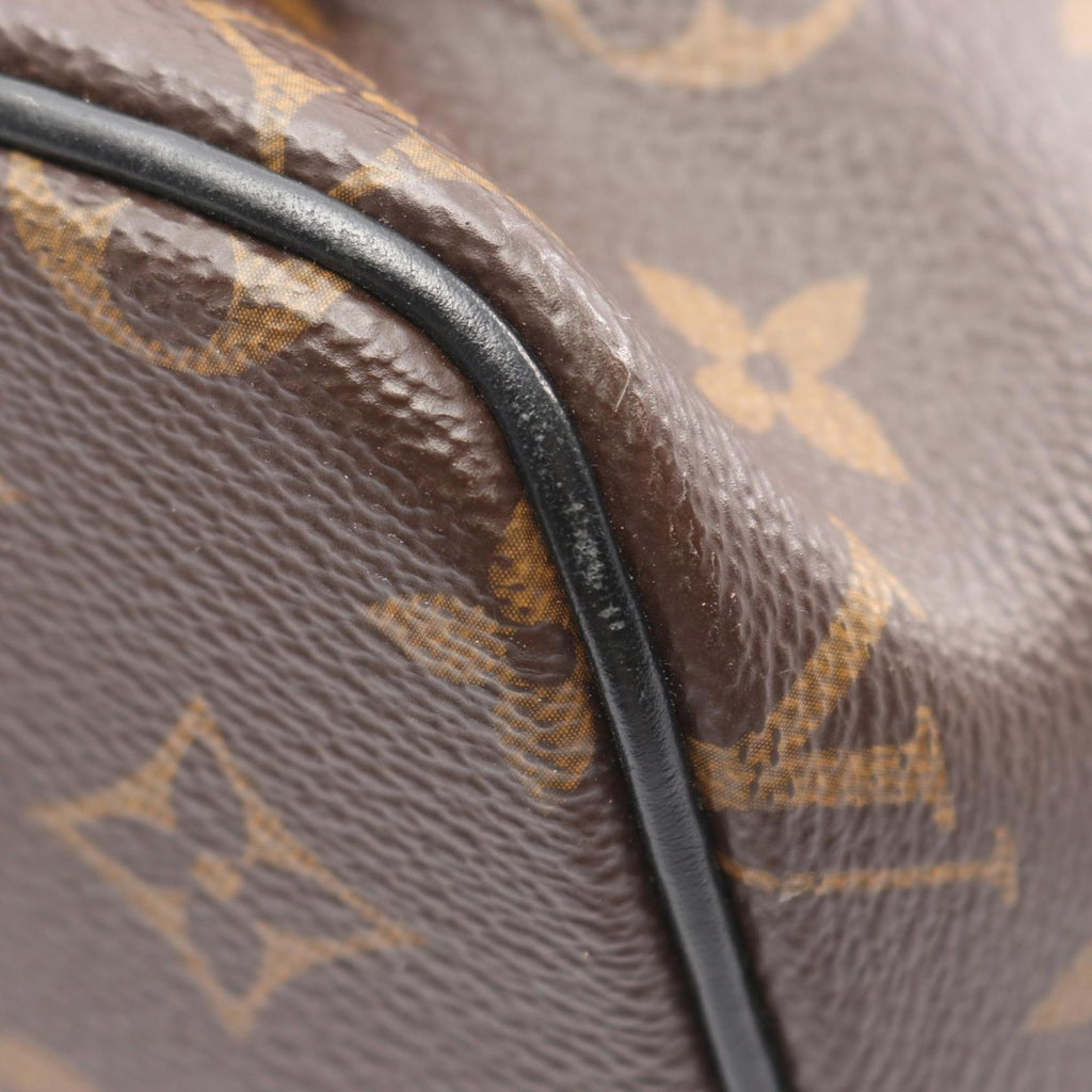 Louis Vuitton Black Brown Coated Canvas Leather Backpack Handbag