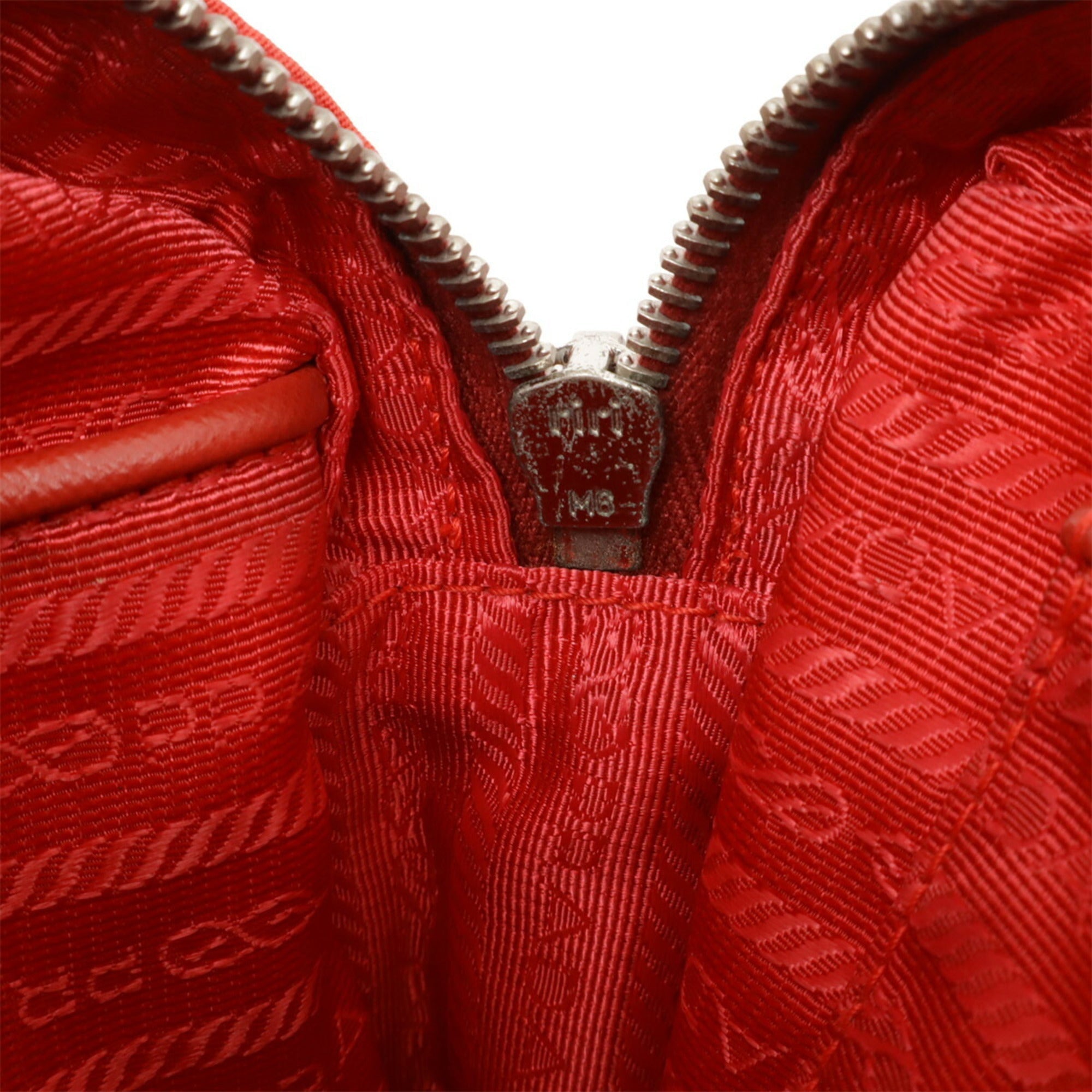 Prada Red Color Nylon Leather Clutch Bag Pochette Shoulder Bag
