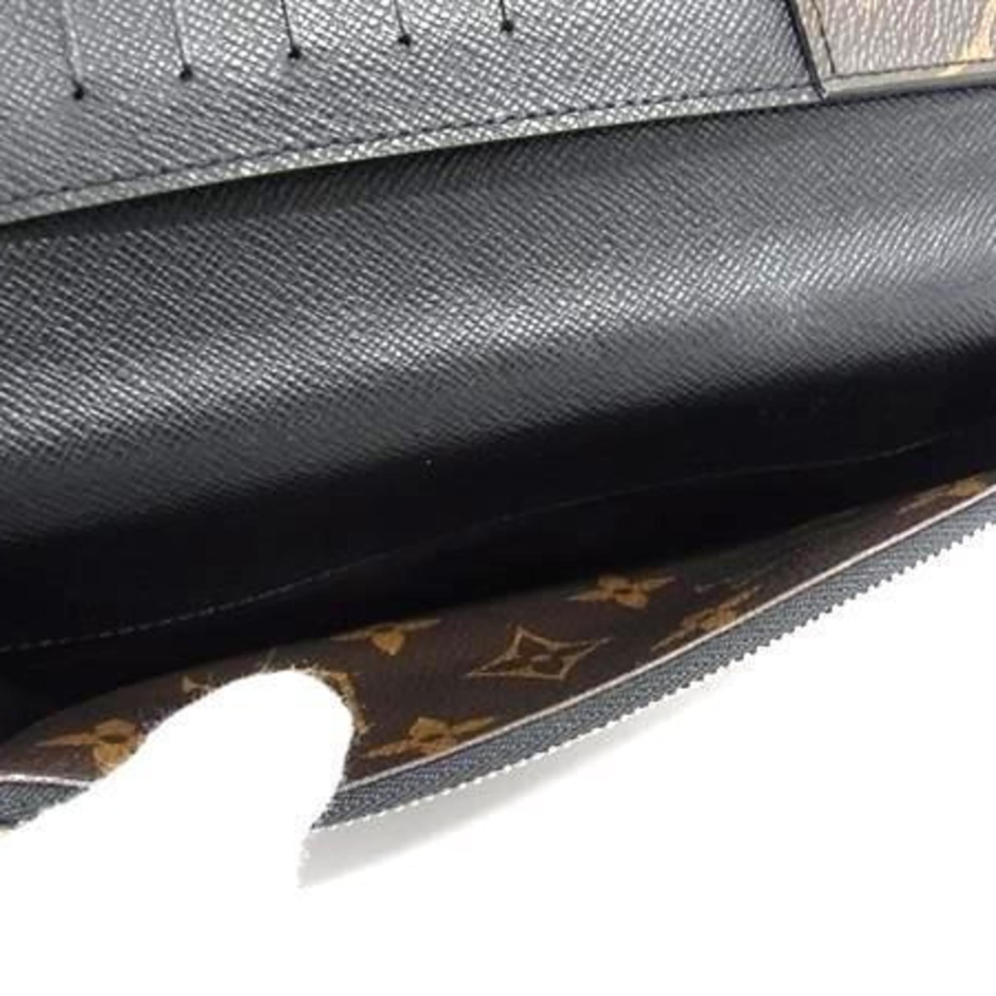 Louis Vuitton Monogram Macassar Black Brown Pvc Leather Long Wallet