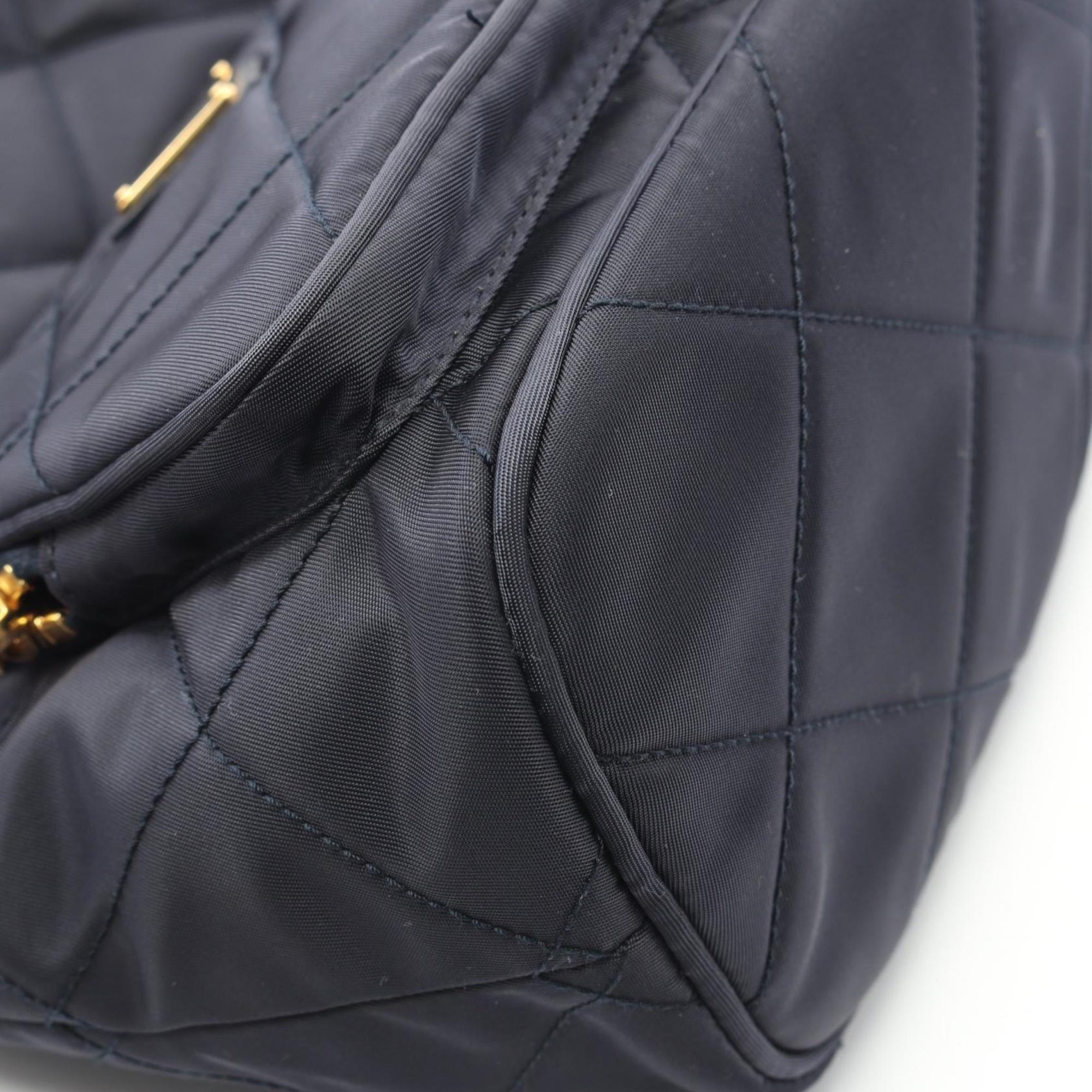Prada Navy Nylon Saffiano Handbag
