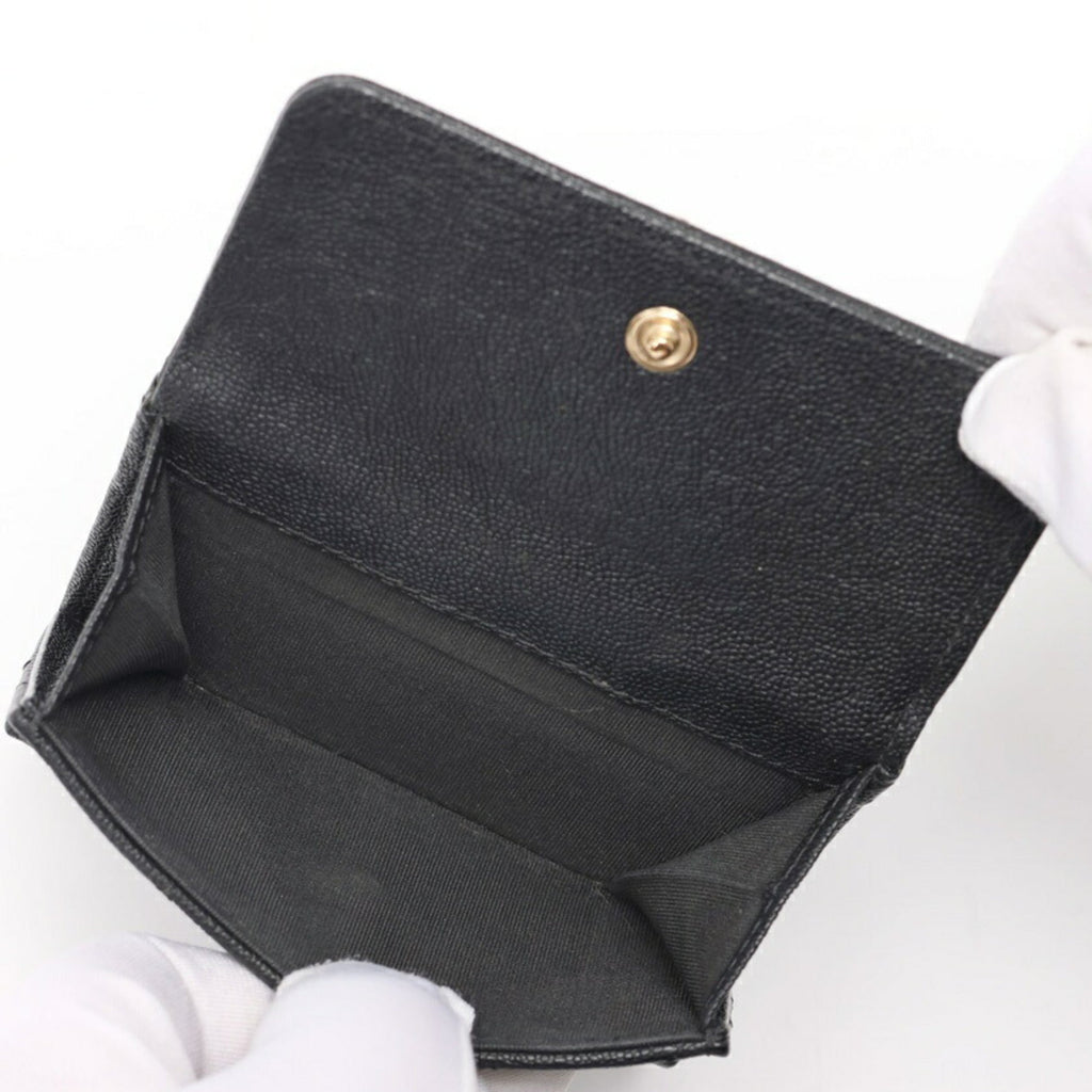 Chanel Black Grained Calfskin Wallet (Tri-Fold)