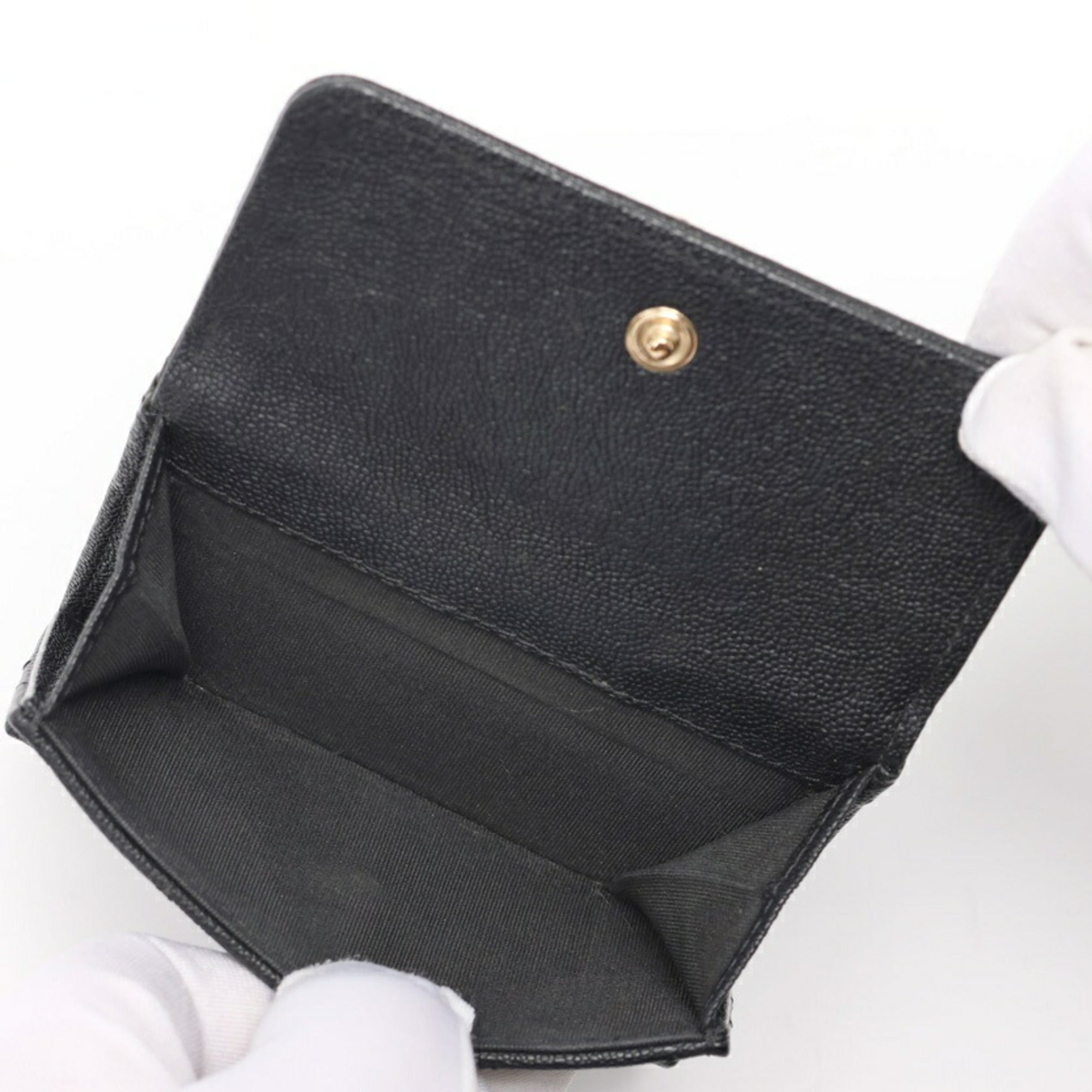 Chanel Black Grained Calfskin Wallet (Tri-Fold)
