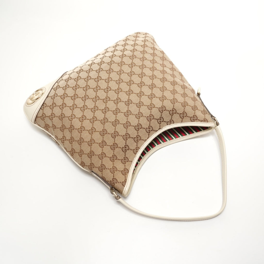 Gucci Gg Canvas Beige Gg Canvas Shoulder Bag (Pre-Owned)