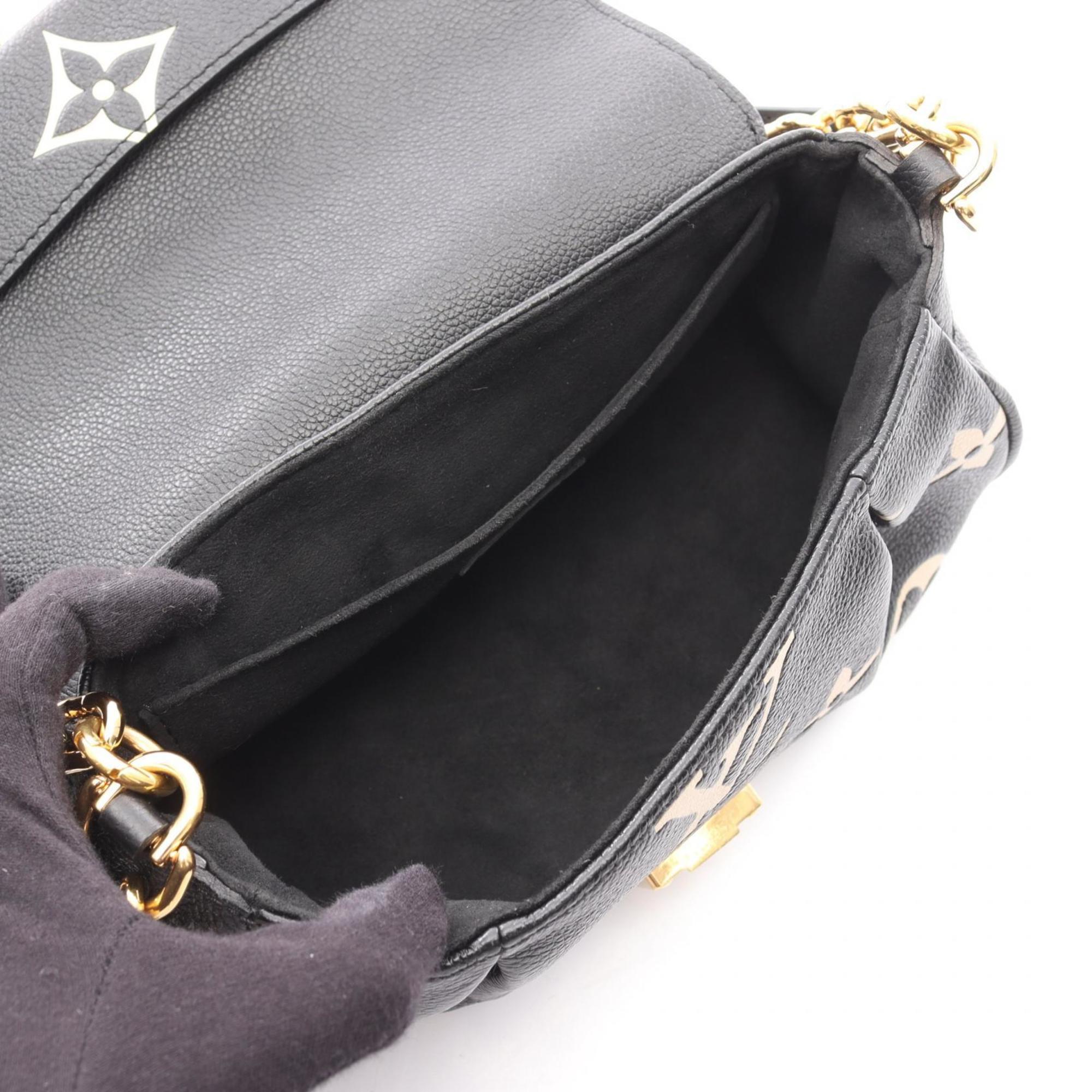 Louis Vuitton Beige Black Leather Handbag