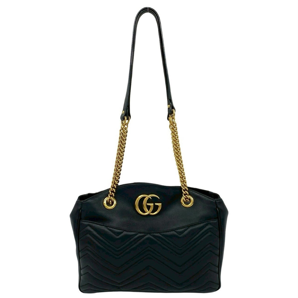 Gucci Black Leather Shoulder Bag Tote Bag (Pre-Owned)