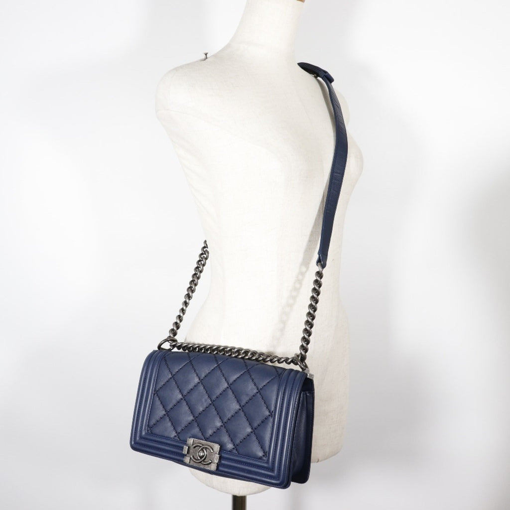 Chanel Navy Leather Shoulder Bag