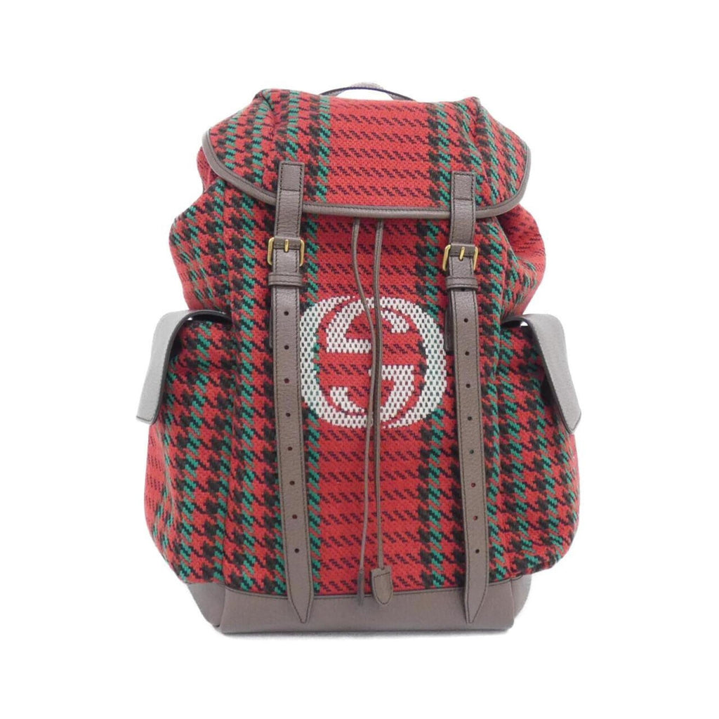 Gucci Red Color Wool Leather Backpack (Pre-Owned)