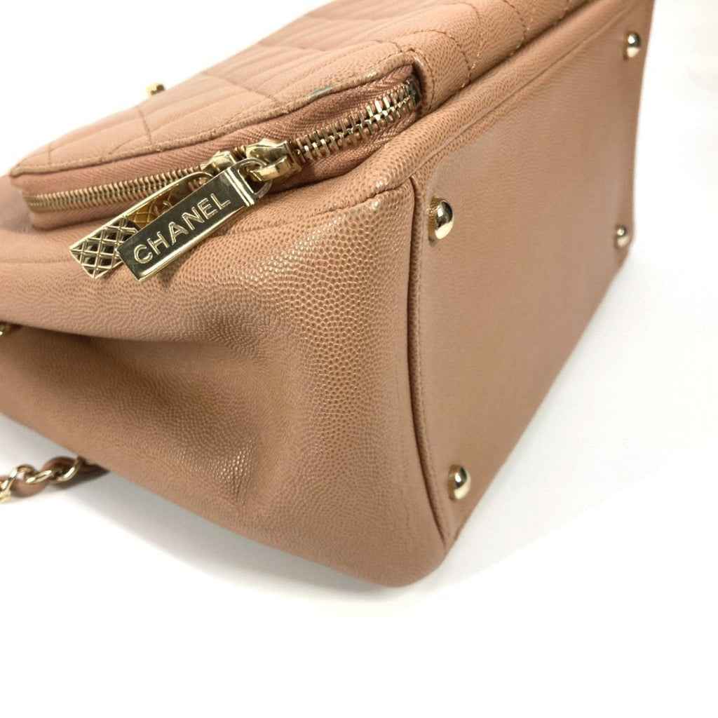 Chanel Beige Grained Calfskin Shoulder Bag Tote Bag