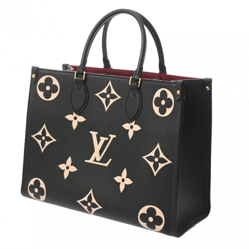 Louis Vuitton Beige Black Leather Handbag