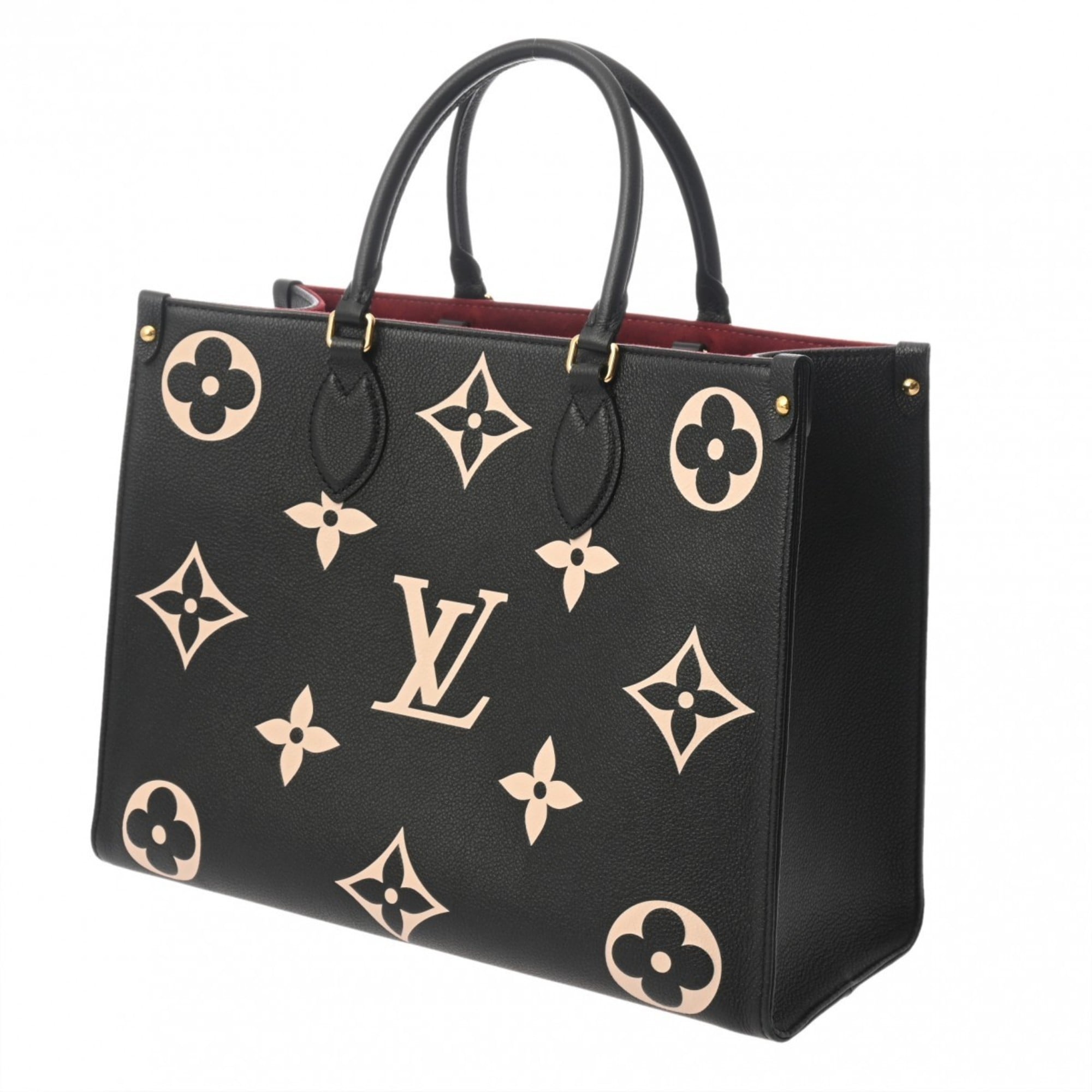 Louis Vuitton Beige Black Leather Handbag