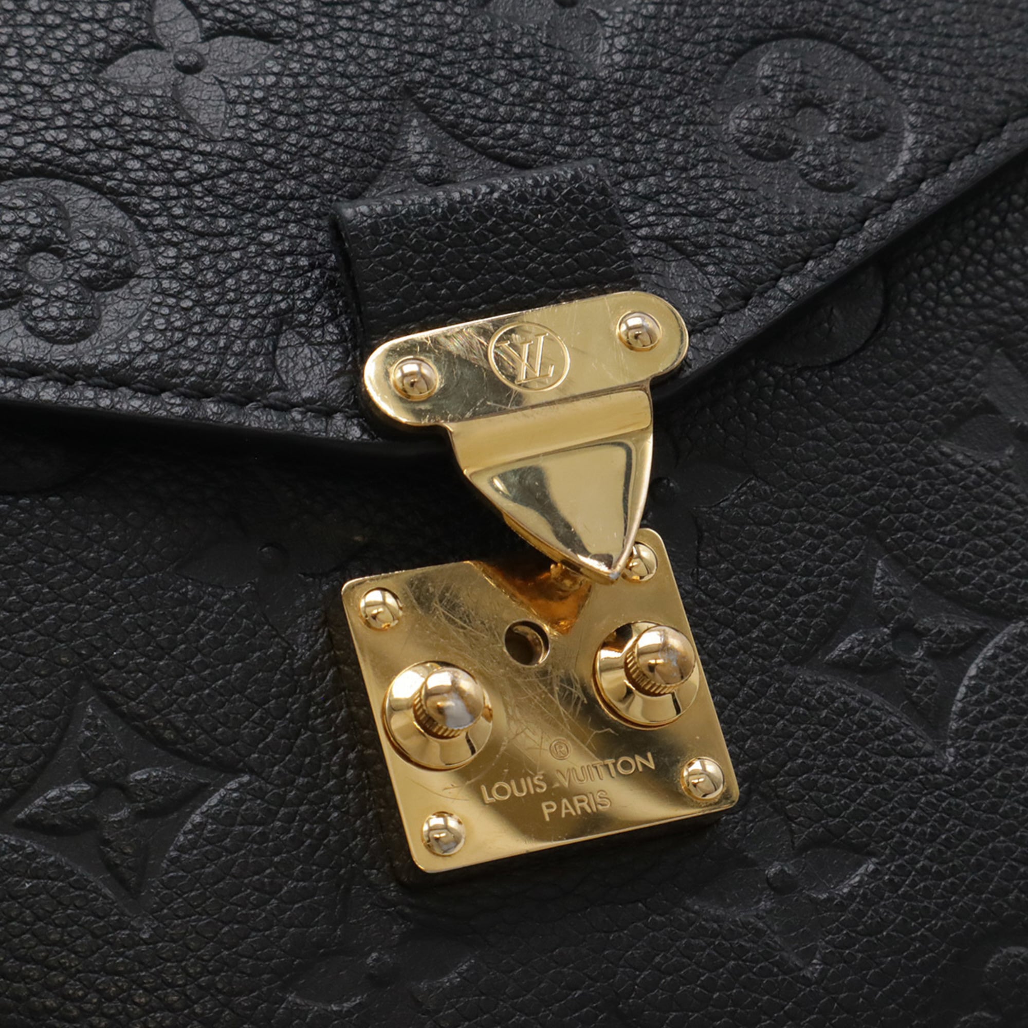 Louis Vuitton Black Noir Monogram Empreinte Leather Handbag Pochette