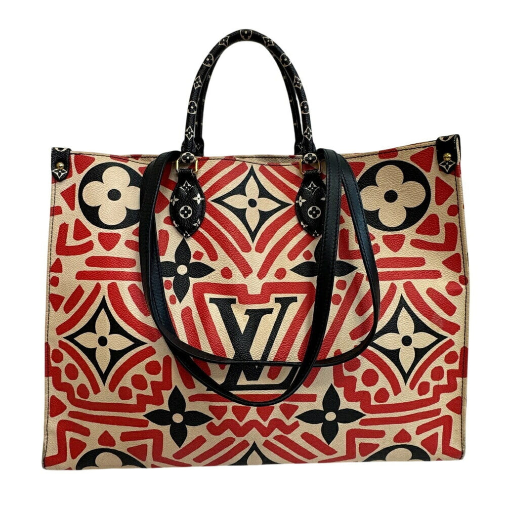 Louis Vuitton Beige Black Multi-Color Red Color Leather Handbag Shoulder Bag Tote Bag