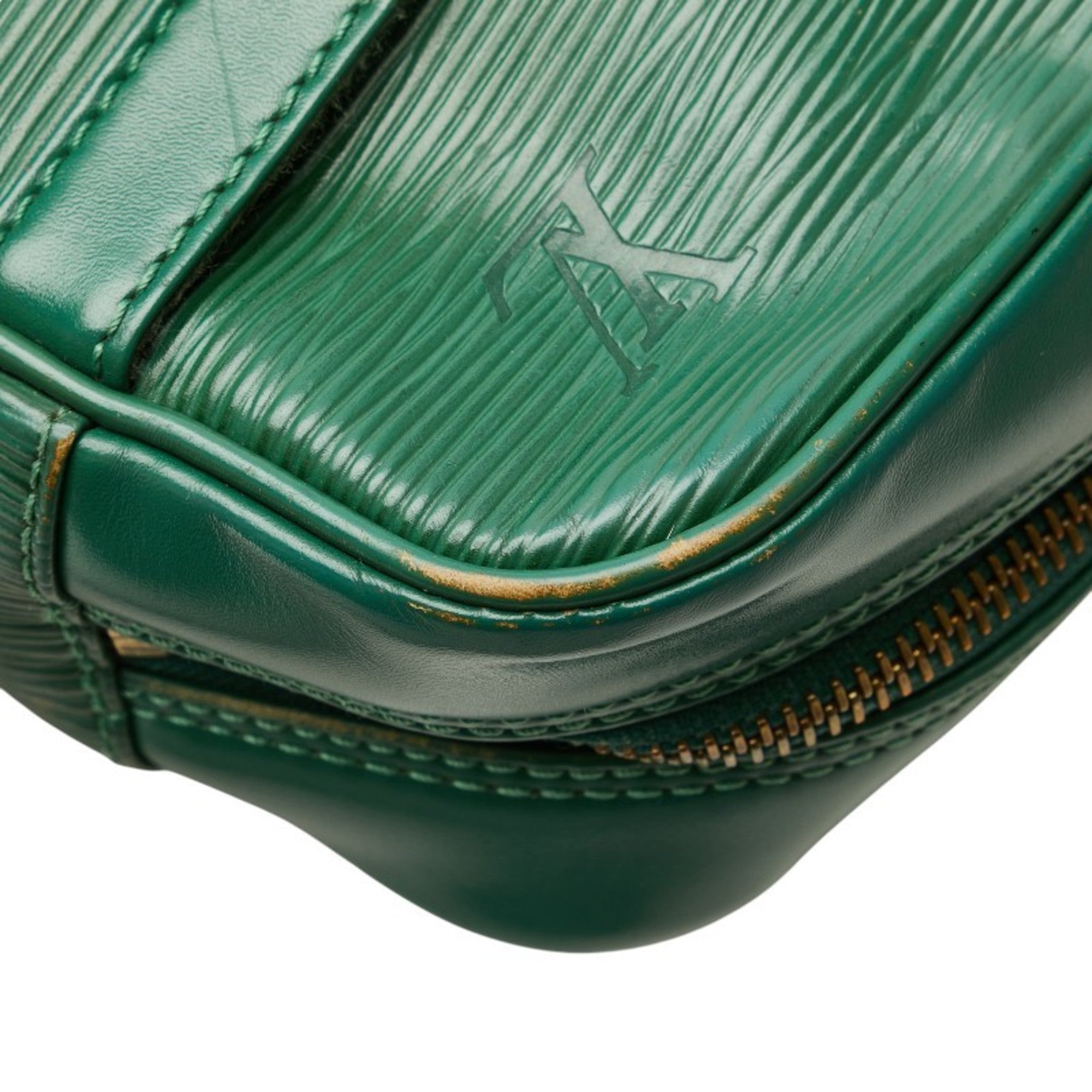 Louis Vuitton Borneo Green Leather Shoulder Bag