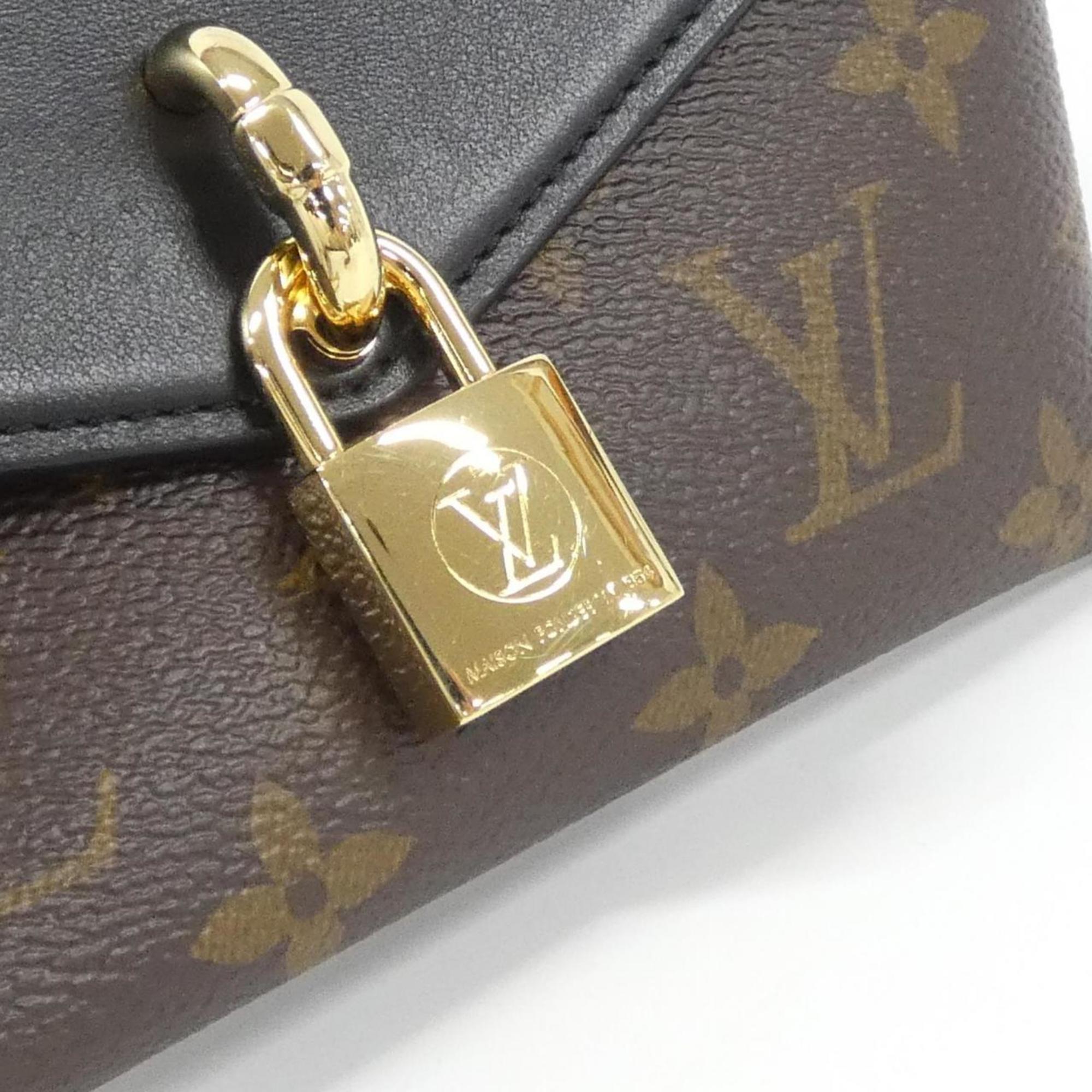 Louis Vuitton Black Brown Coated Canvas Leather Shoulder Bag