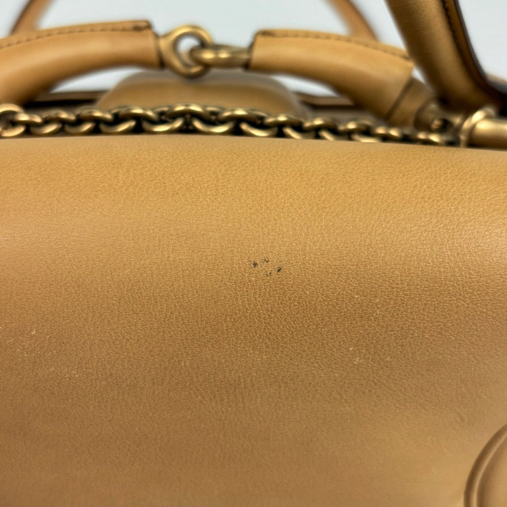 Gucci Beige Brown Leather Handbag (Pre-Owned)