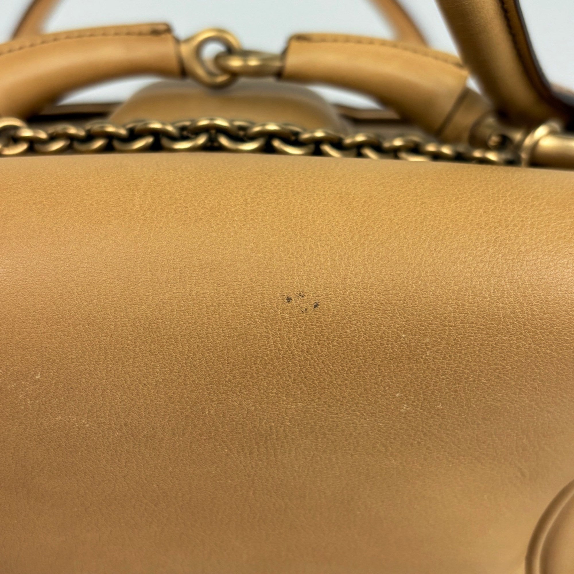 Gucci Beige Brown Leather Handbag (Pre-Owned)