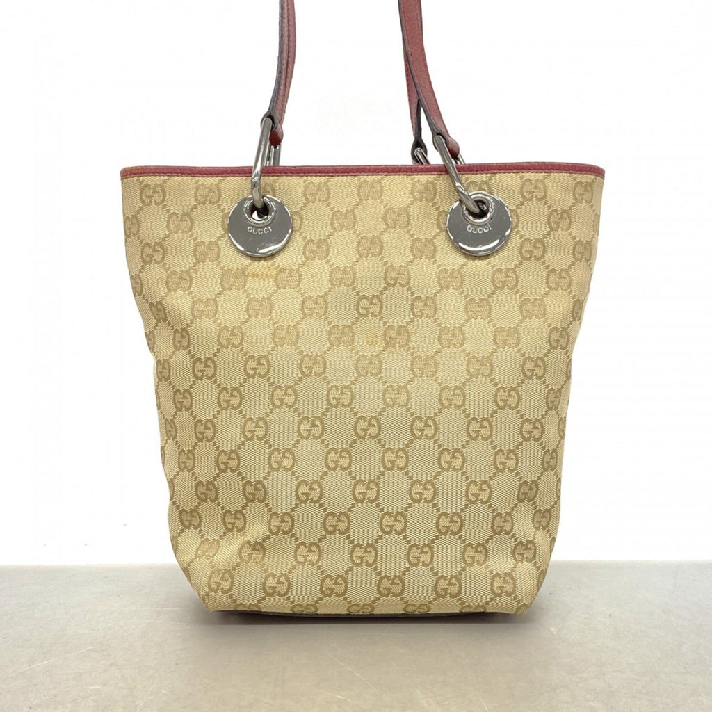 Gucci Beige Bordeaux Canvas Tote Bag (Pre-Owned)