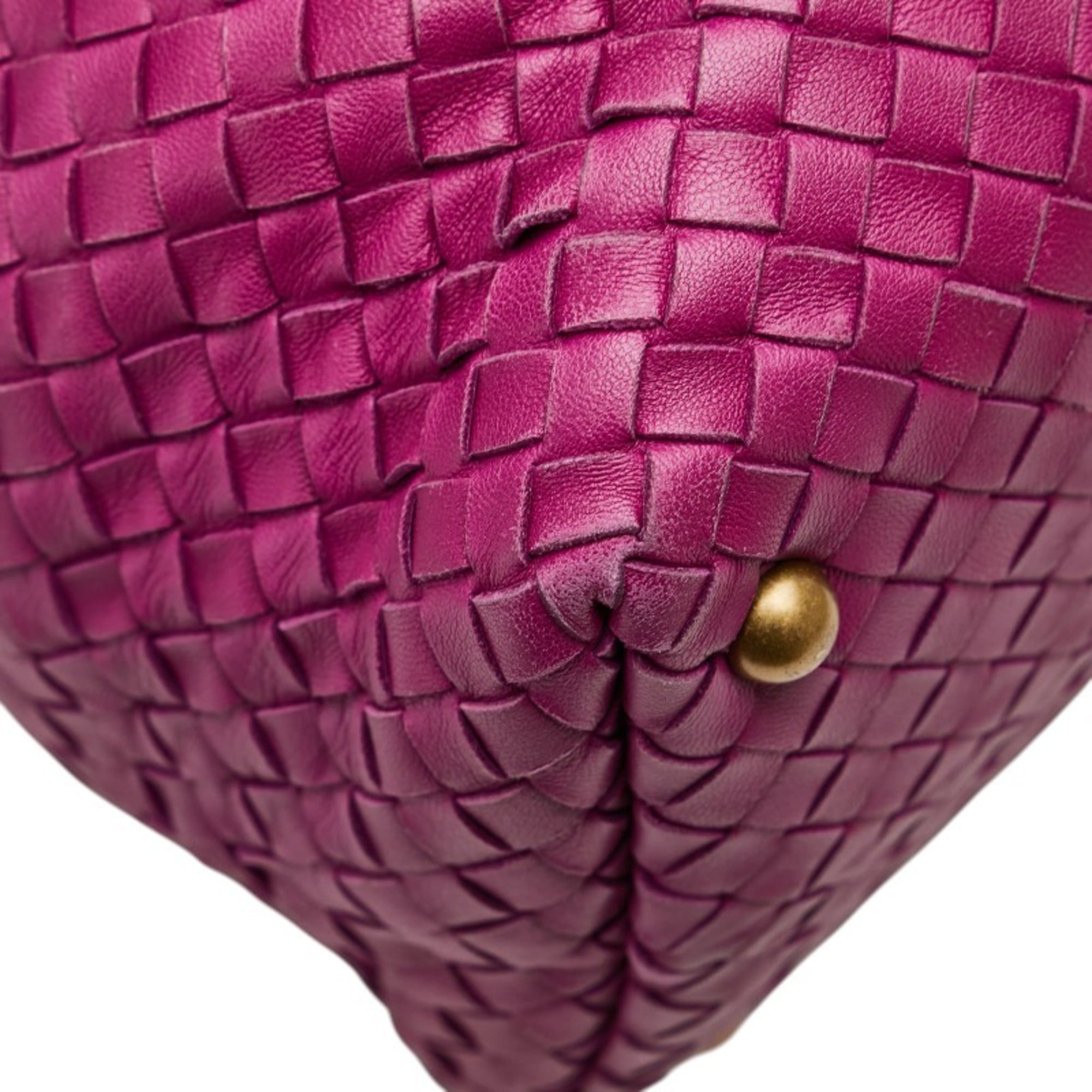 Bottega Veneta Intrecciato Purple Leather Boston Bag Handbag