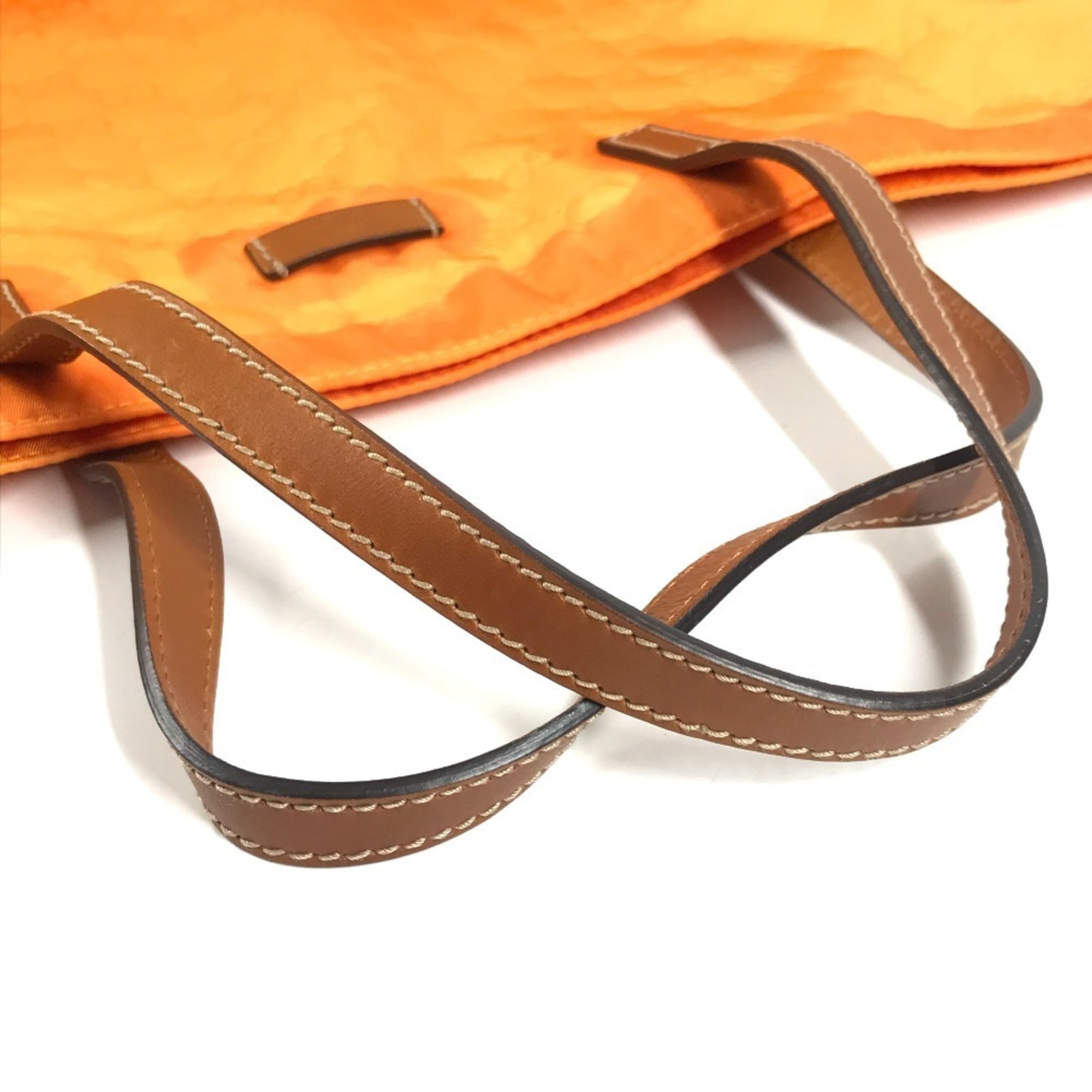 Gucci Orange Nylon Leather Handbag Tote Bag (Pre-Owned)