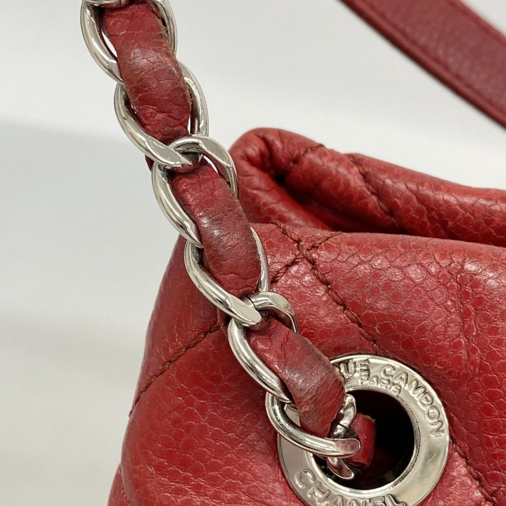 Chanel Red Color Grained Calfskin Tote Bag