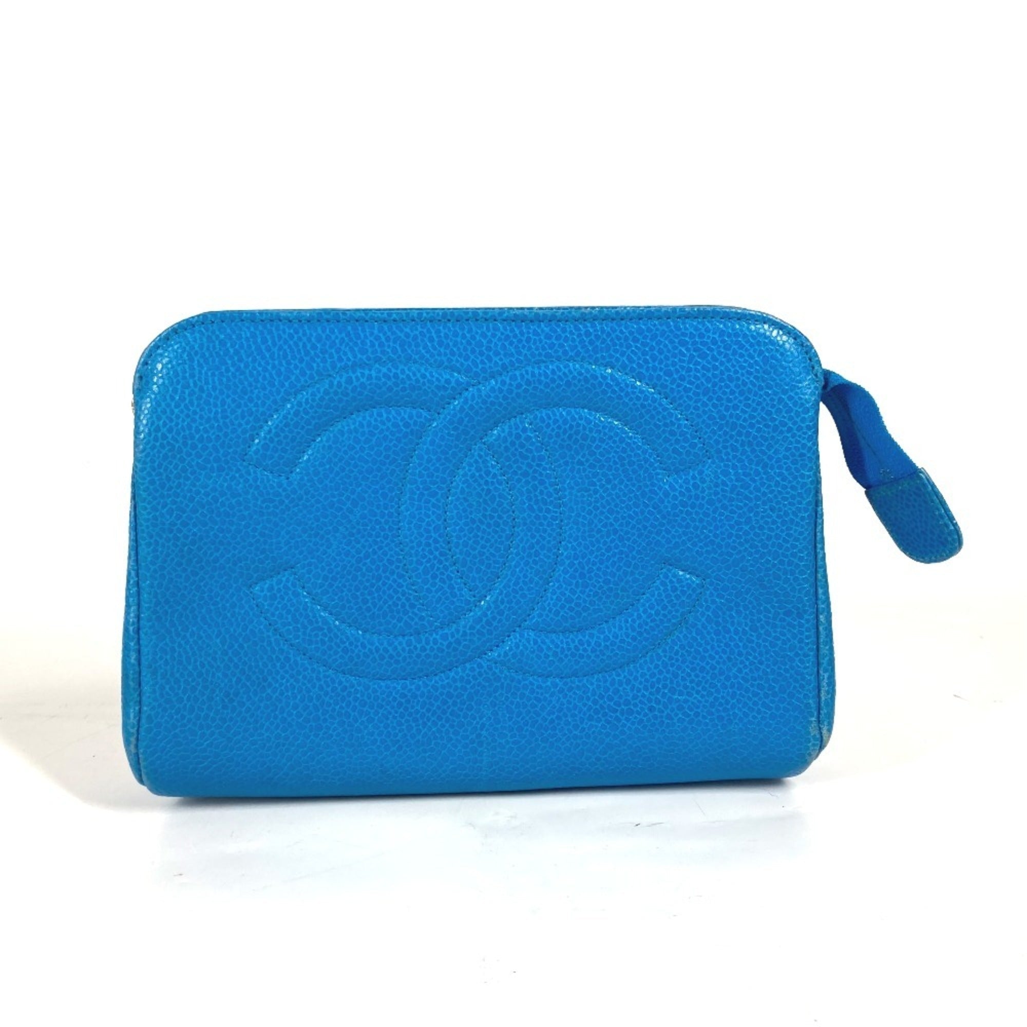 Chanel Blue Caviar Leather Pouch