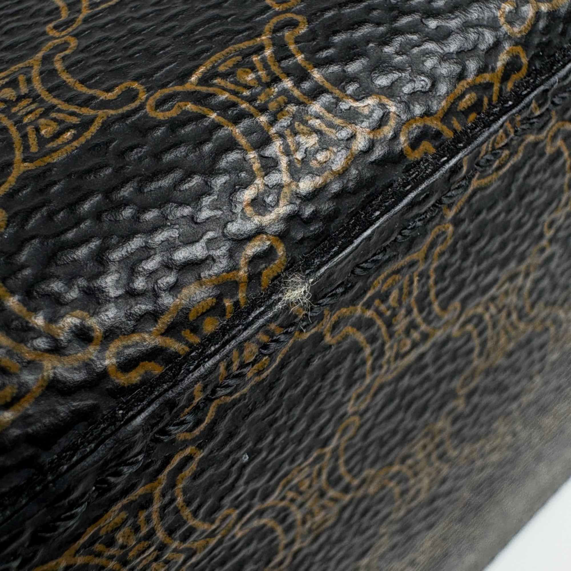 Celine Black Brown Coated Canvas Leather Shoulder Bag