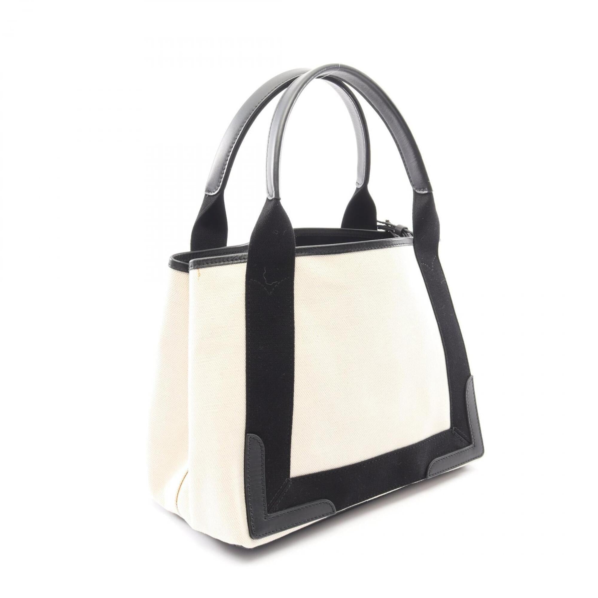 Balenciaga Black Ivory Canvas Leather Handbag Tote