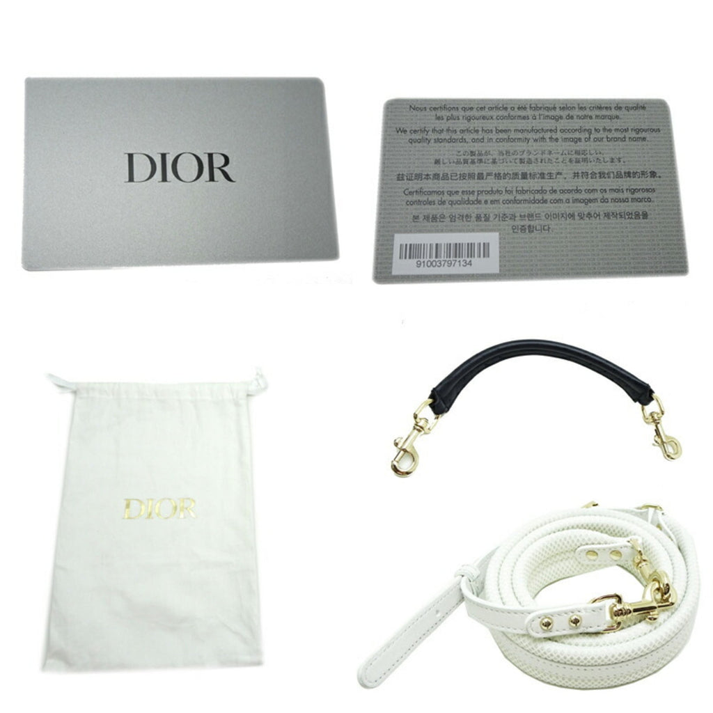 Christian Dior Navy White Leather Shoulder Bag (Pre-Owned)