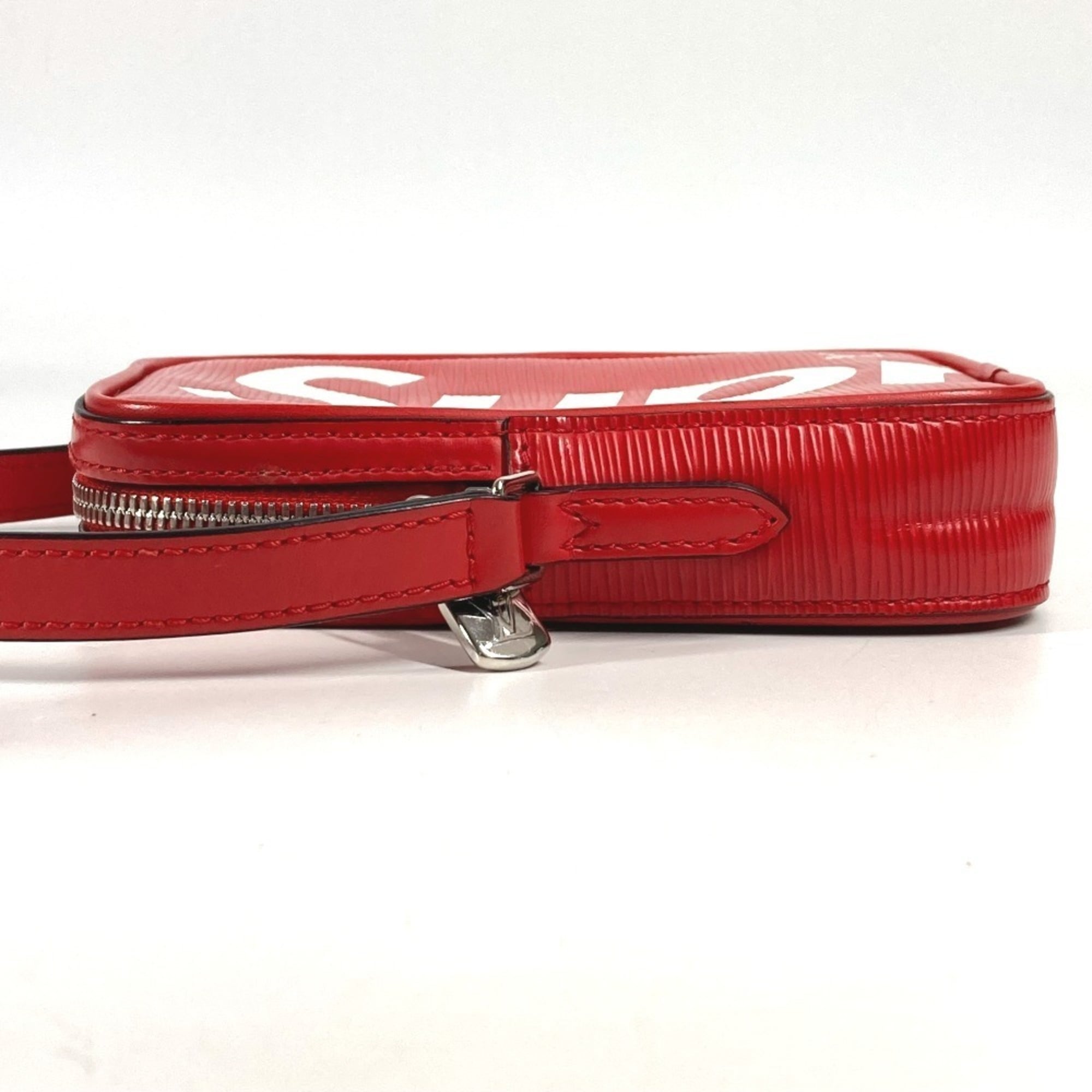 Louis Vuitton Red Color White Epi Leather Pochette Shoulder Bag