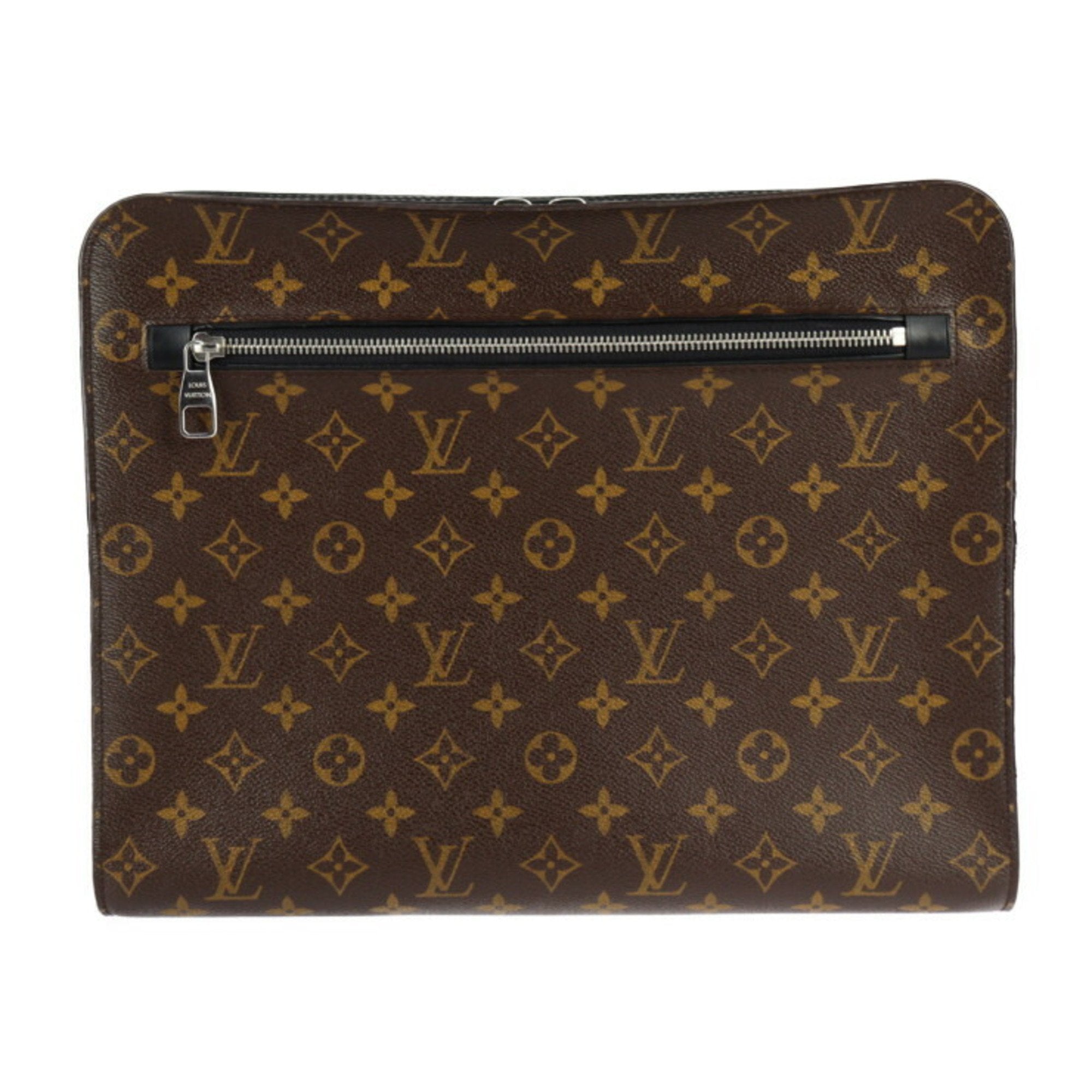 Louis Vuitton Black Brown Pvc Leather Clutch Bag Handbag