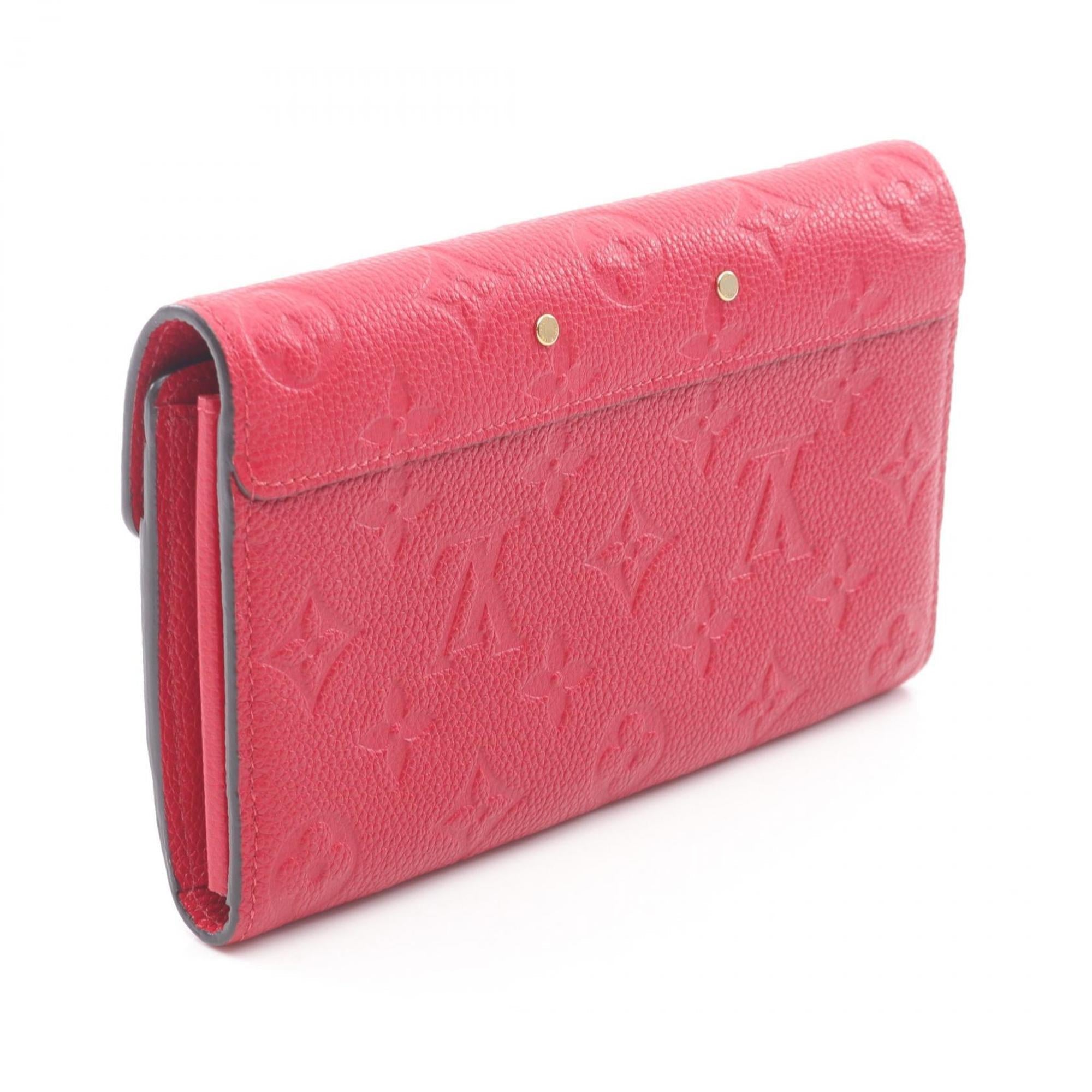 Louis Vuitton Red Color Leather Long Wallet