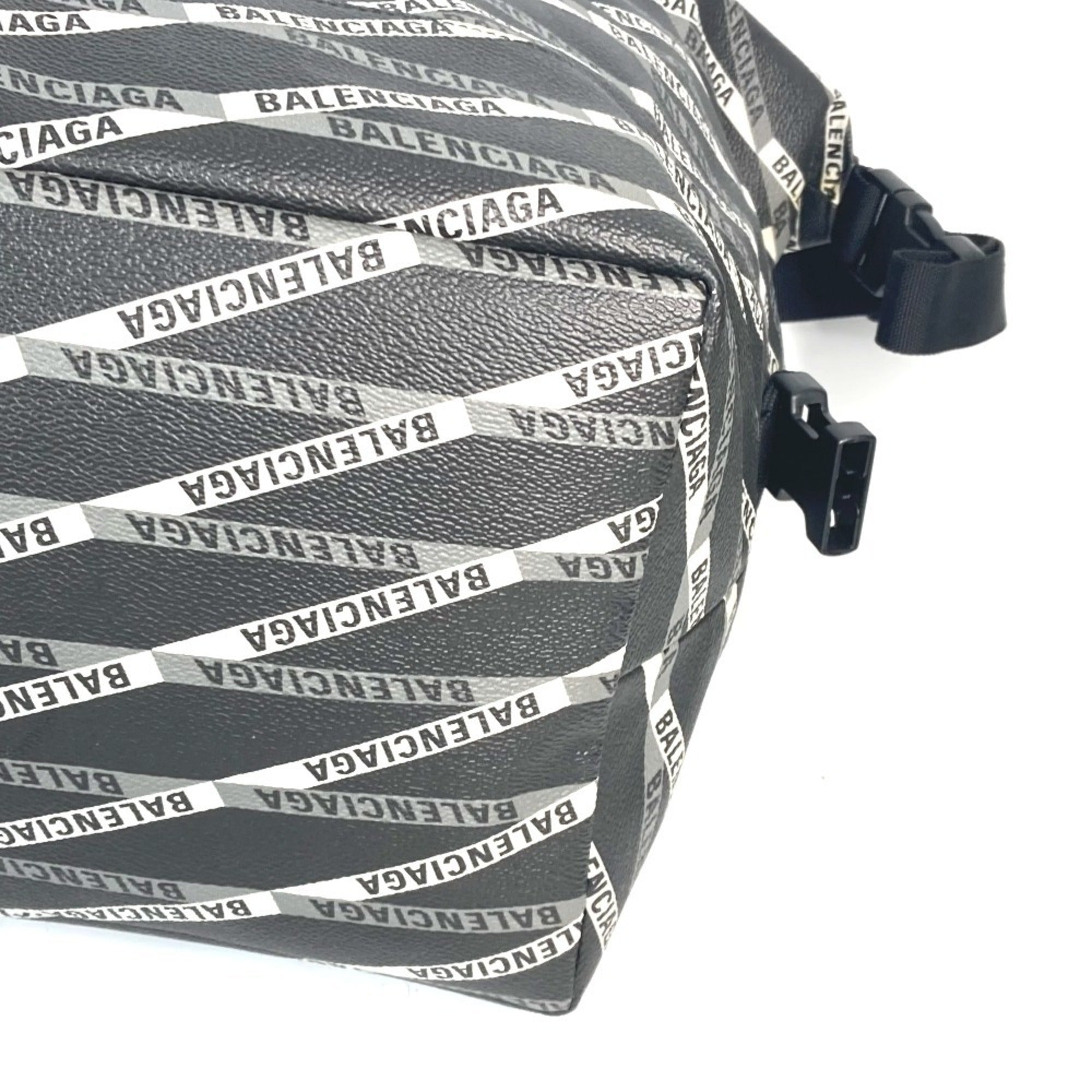Balenciaga Black Gray Leather Pvc Boston Bag Shoulder