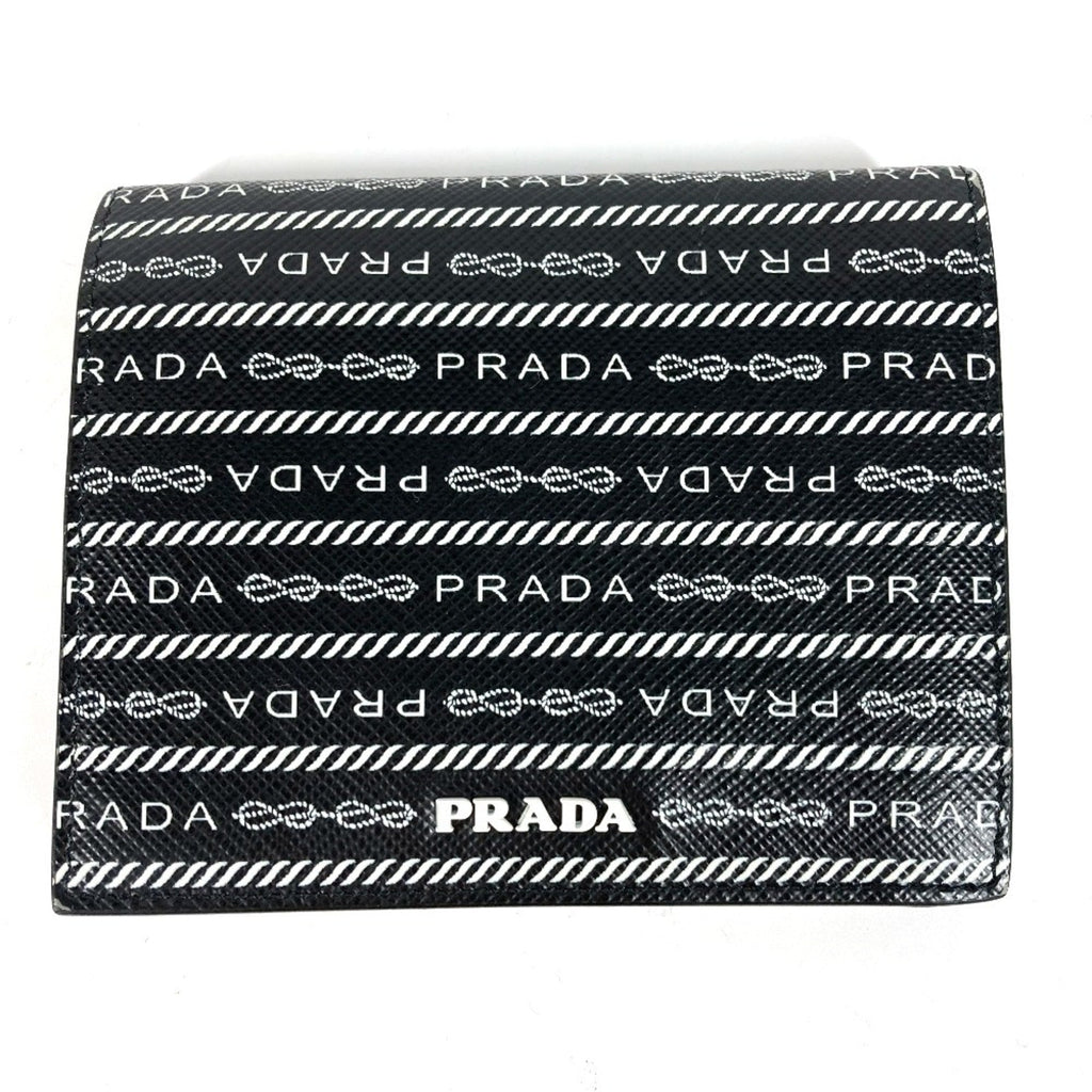 Prada Black White Leather Wallet (Bi-Fold)