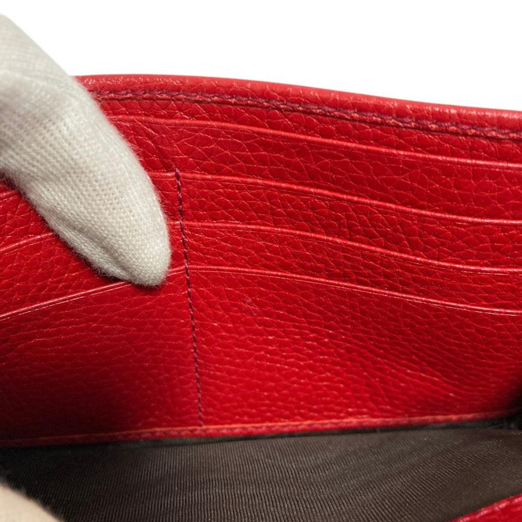 Gucci Red Color Leather Long Wallet (Bi-Fold) (Pre-Owned)