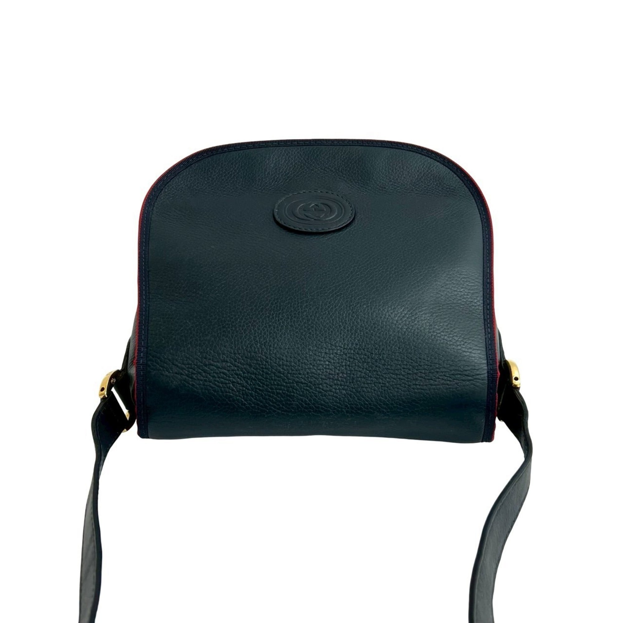 Gucci Navy Red Color Leather Pochette Shoulder Bag (Pre-Owned)