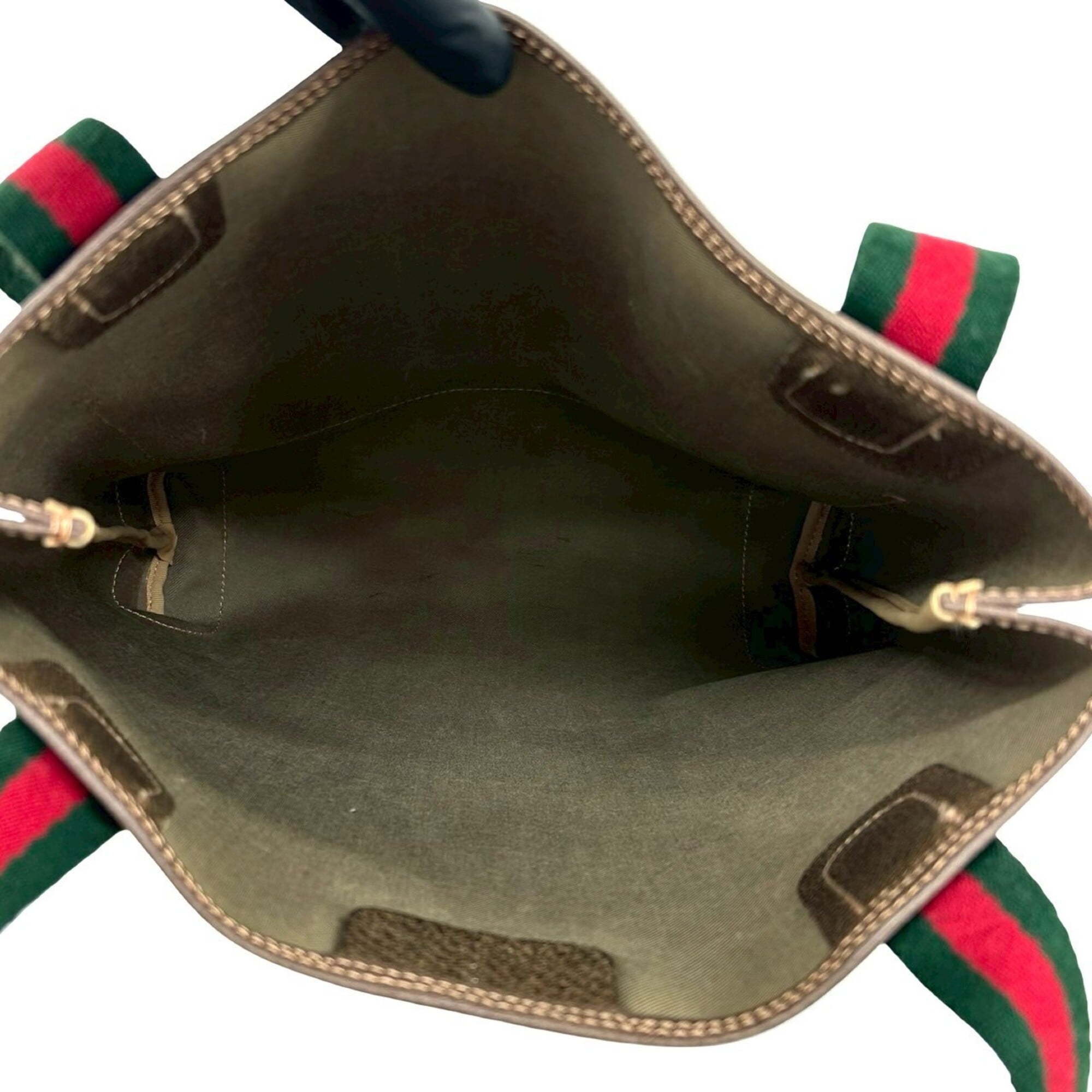 Gucci Brown Green Red Color Pvc Leather Handbag Tote Bag (Pre-Owned)