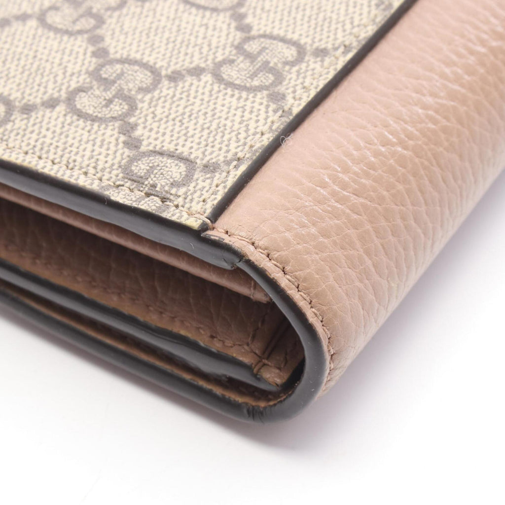 Gucci Beige Brown Pink Leather Pvc Long Wallet (Bi-Fold) (Pre-Owned)