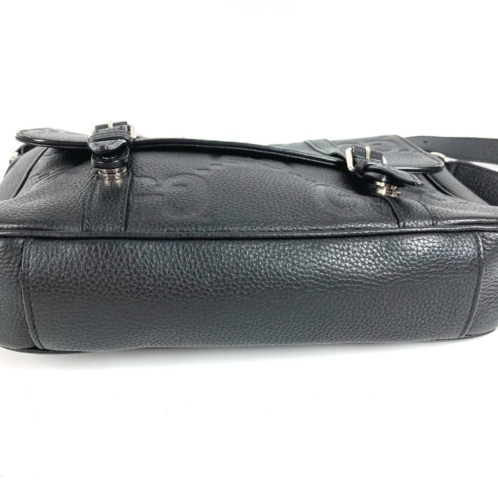 Gucci Black Leather Messenger Bag Shoulder Bag (Pre-Owned)