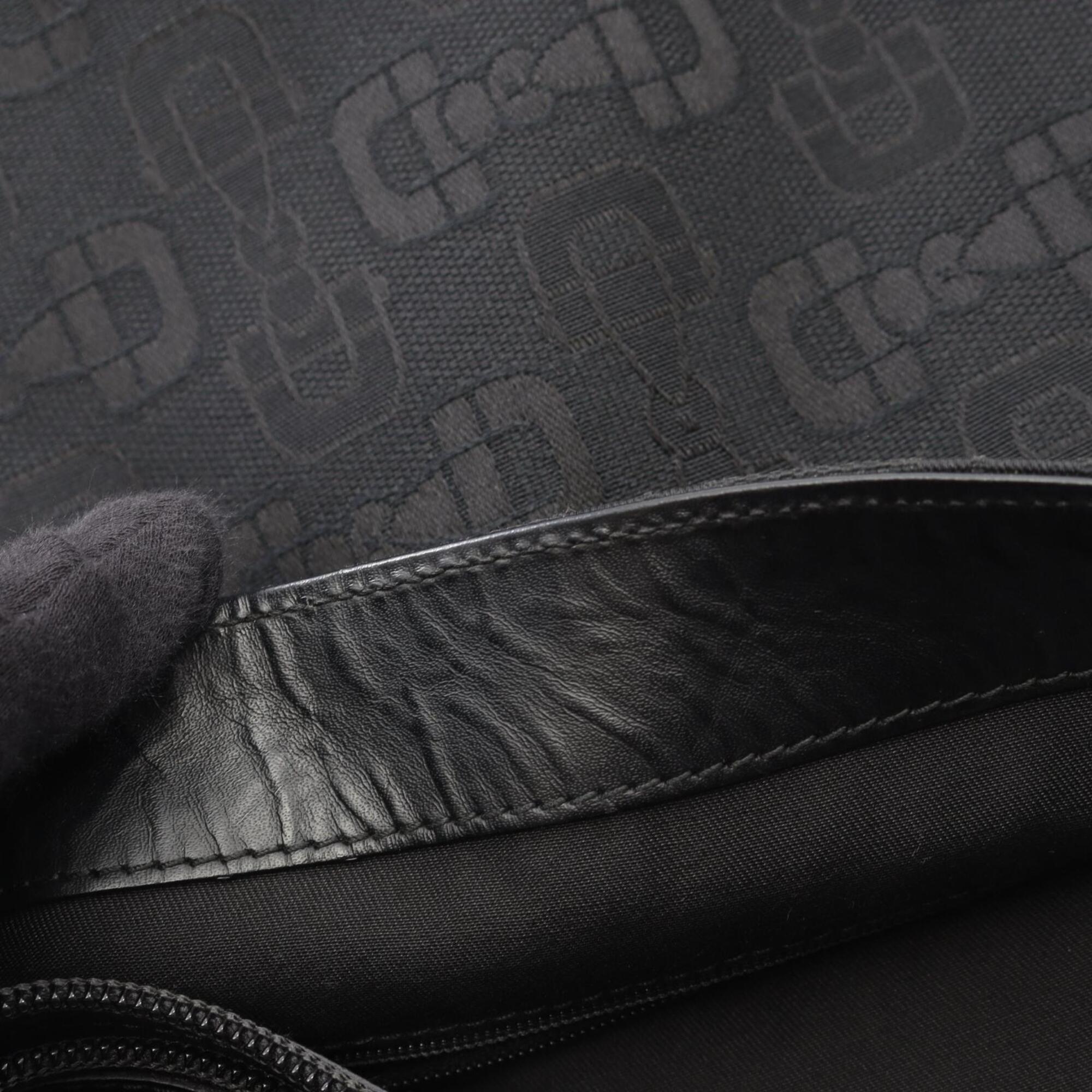 Gucci Black Canvas Leather Handbag Shoulder Bag (Pre-Owned)