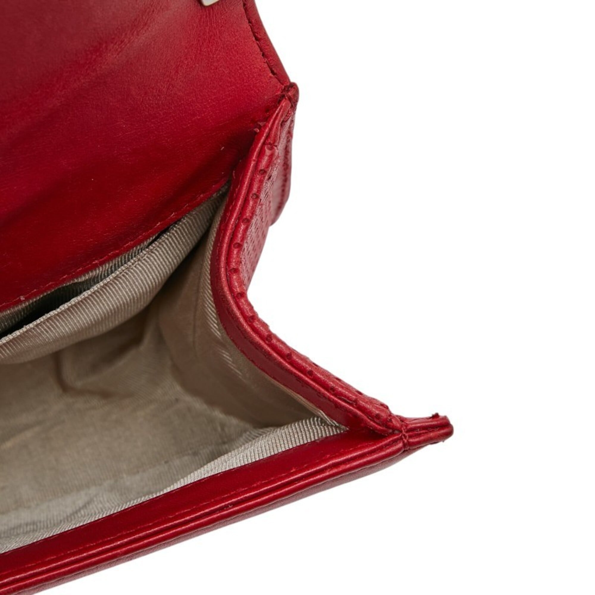 Chanel Matelasse Red Color Leather Shoulder Bag