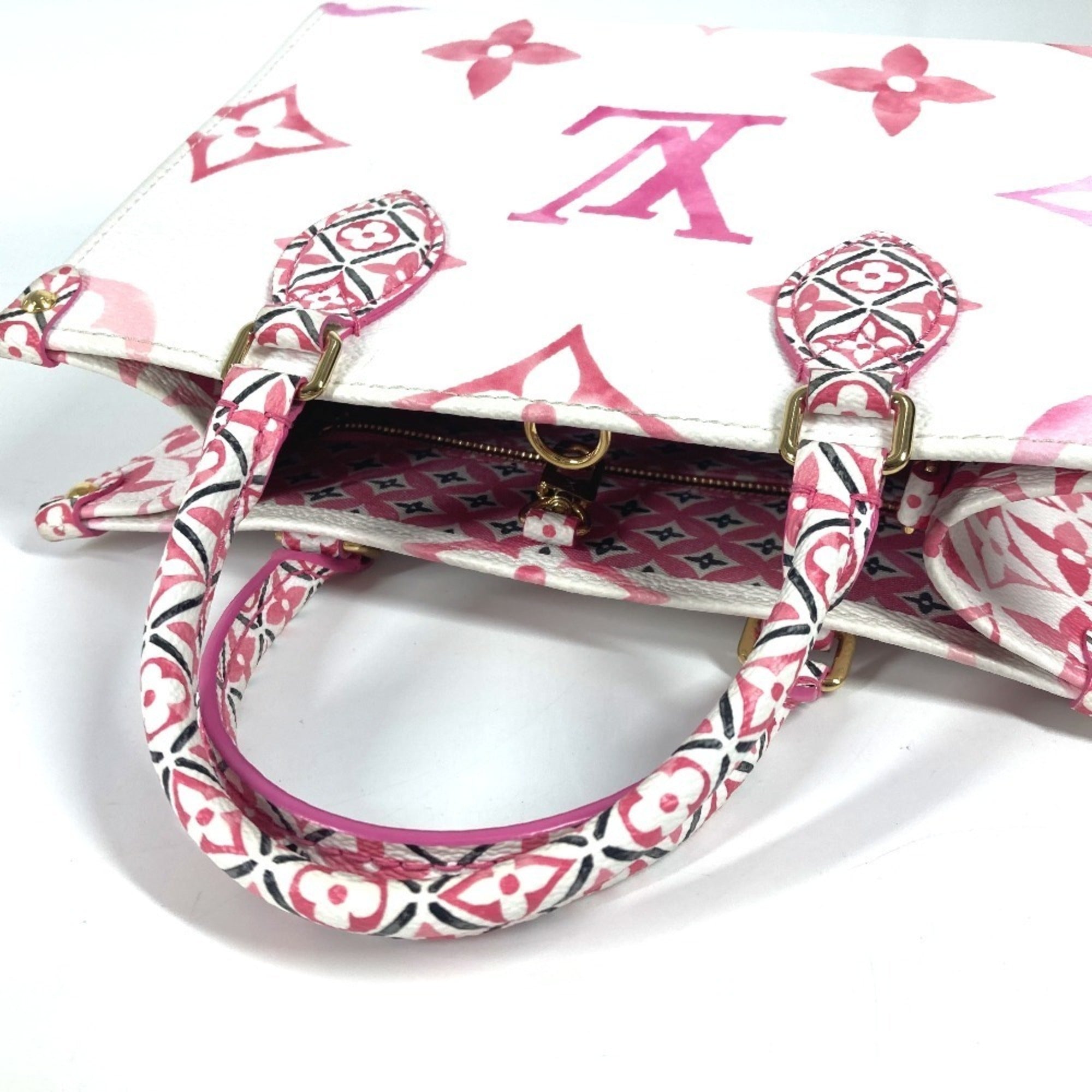 Louis Vuitton Pink White Monogram Handbag Shoulder Bag Tote Bag