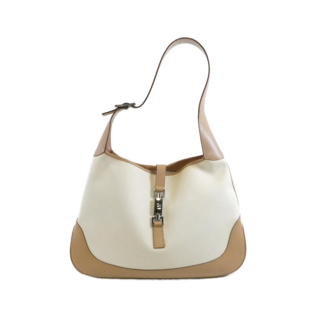 Gucci Beige Canvas Leather Shoulder Bag (Pre-Owned)