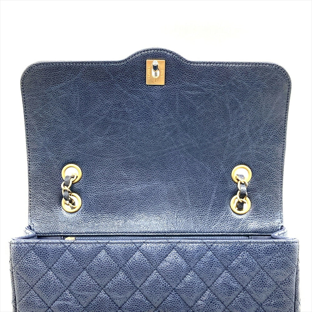 Chanel Blue Grained Calfskin Shoulder Bag