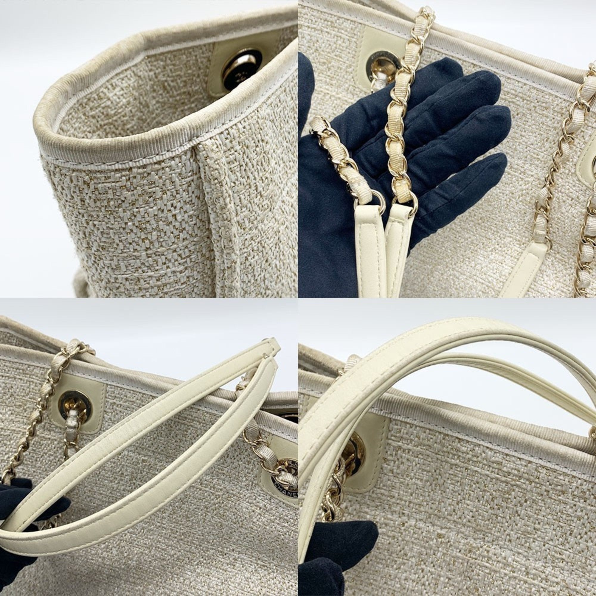 Chanel Beige Tweed Tote Bag