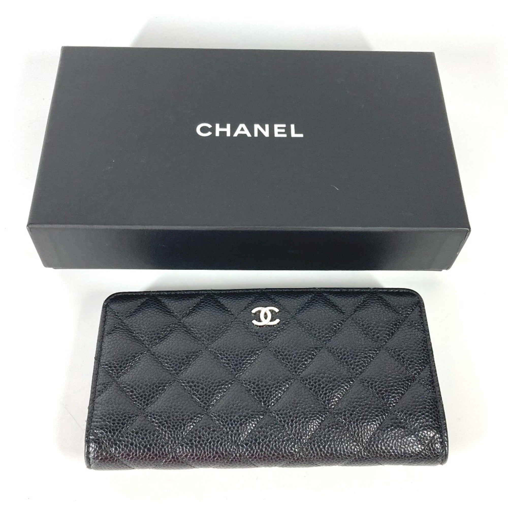 Chanel Black Leather Long Wallet (Bi-Fold)