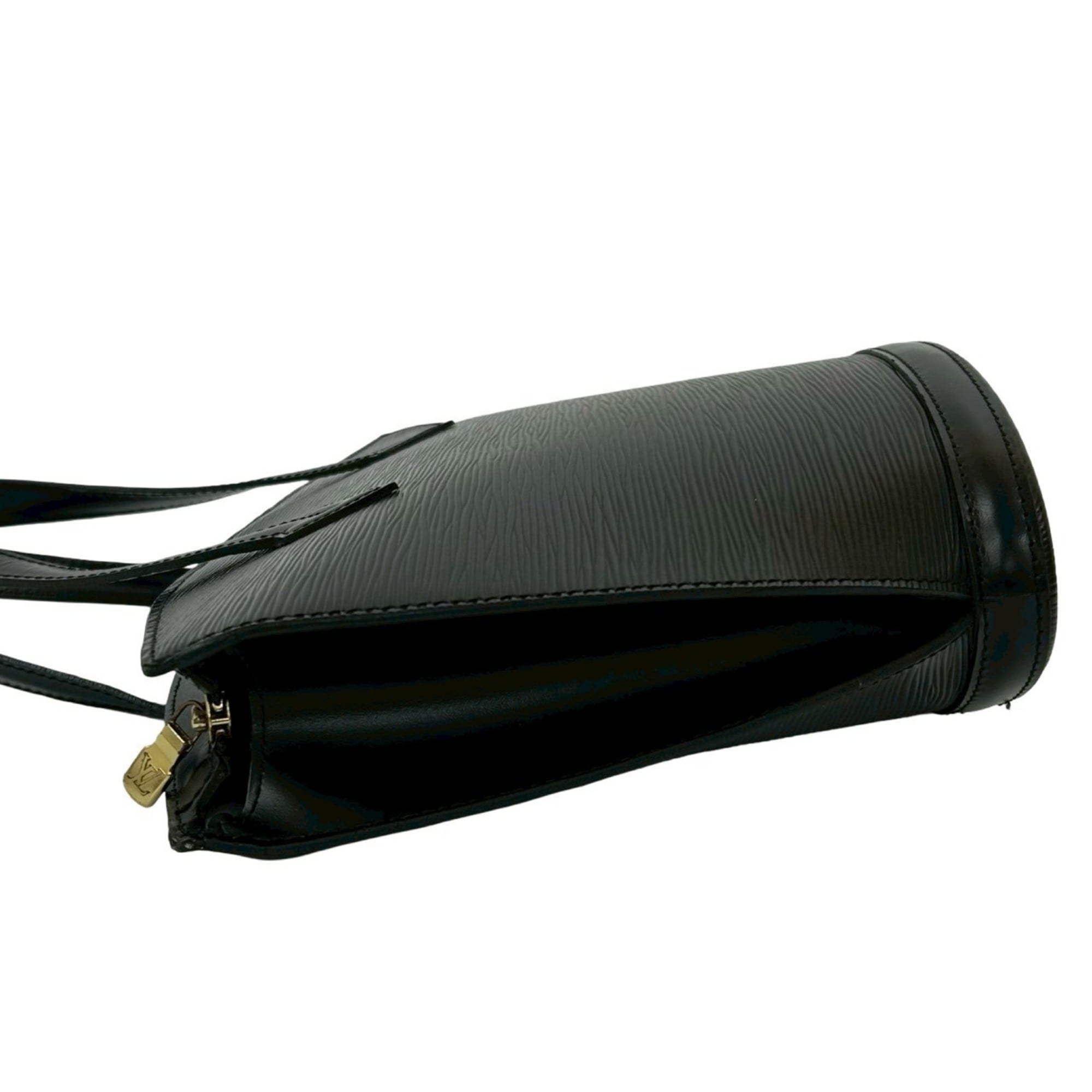 Louis Vuitton Black Leather Handbag Tote Bag