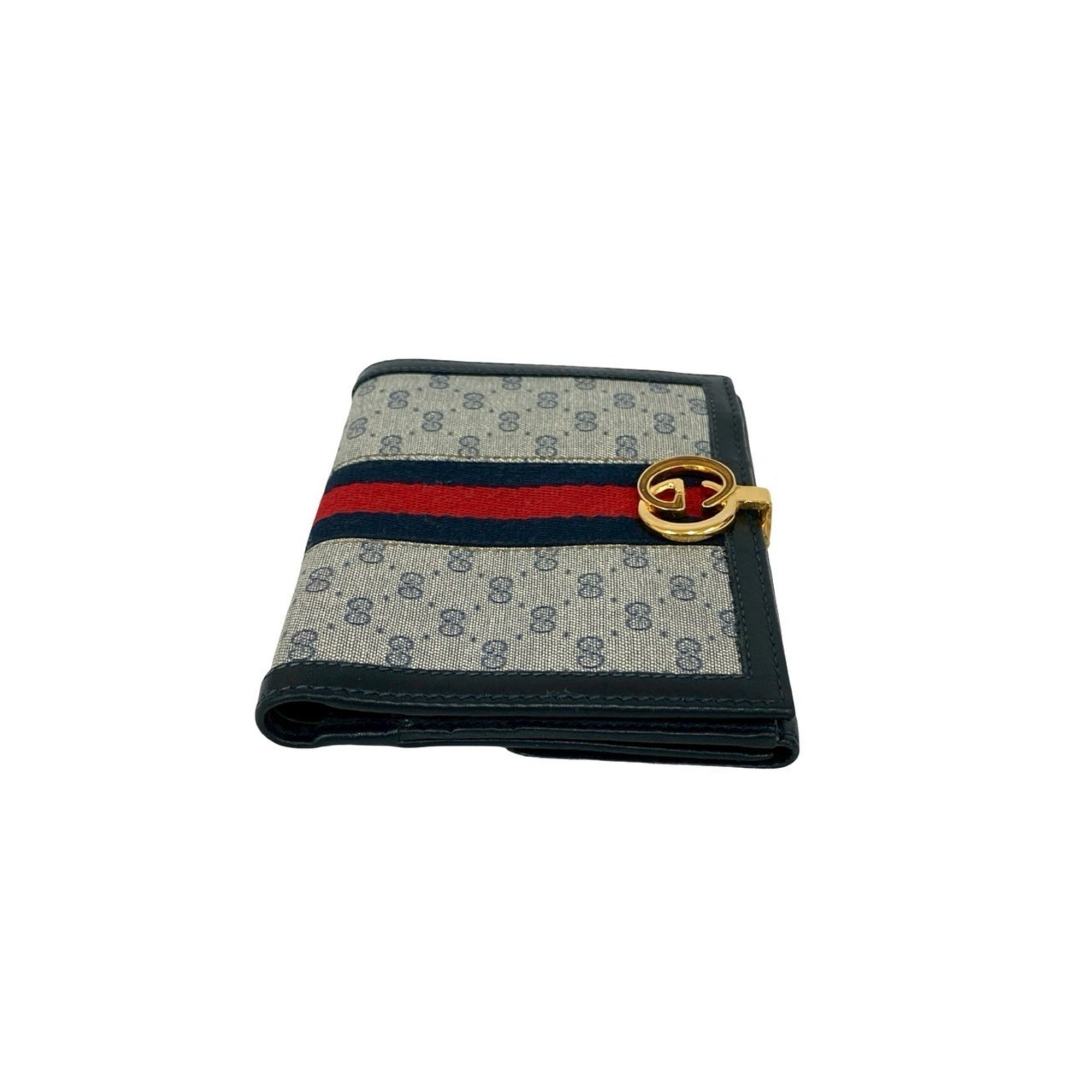 Gucci Navy Red Color Leather Pvc Wallet (Bi-Fold) (Pre-Owned)
