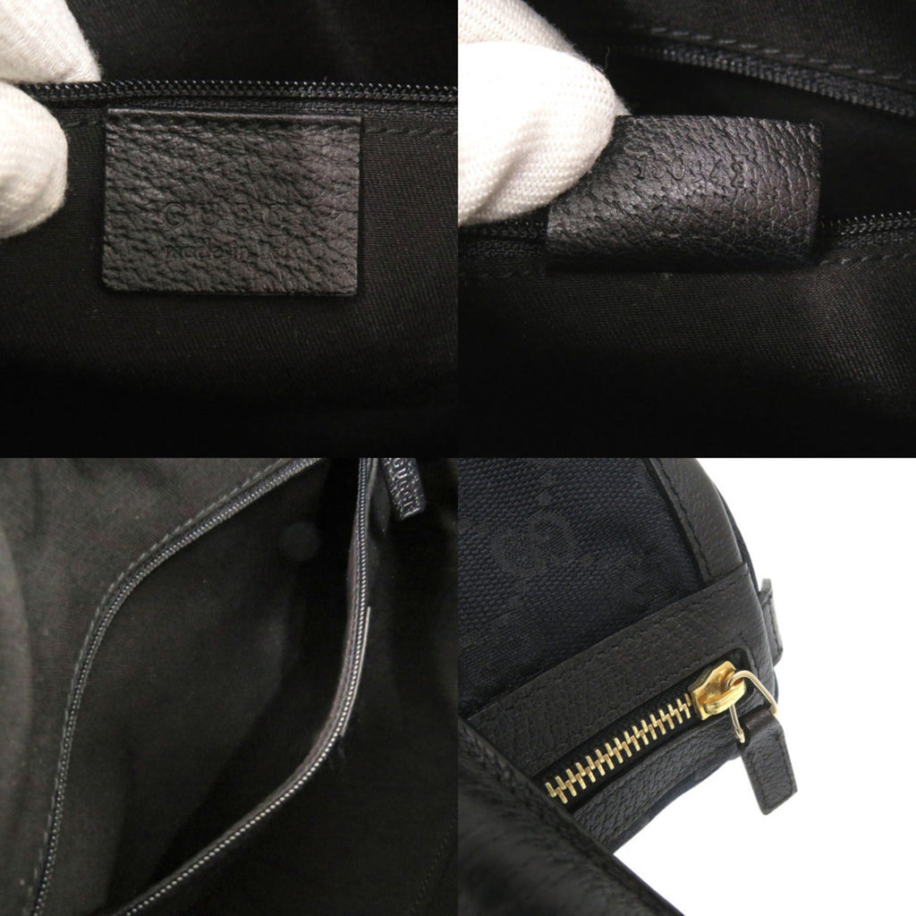 Gucci Black Gg Canvas Leather Handbag (Pre-Owned)