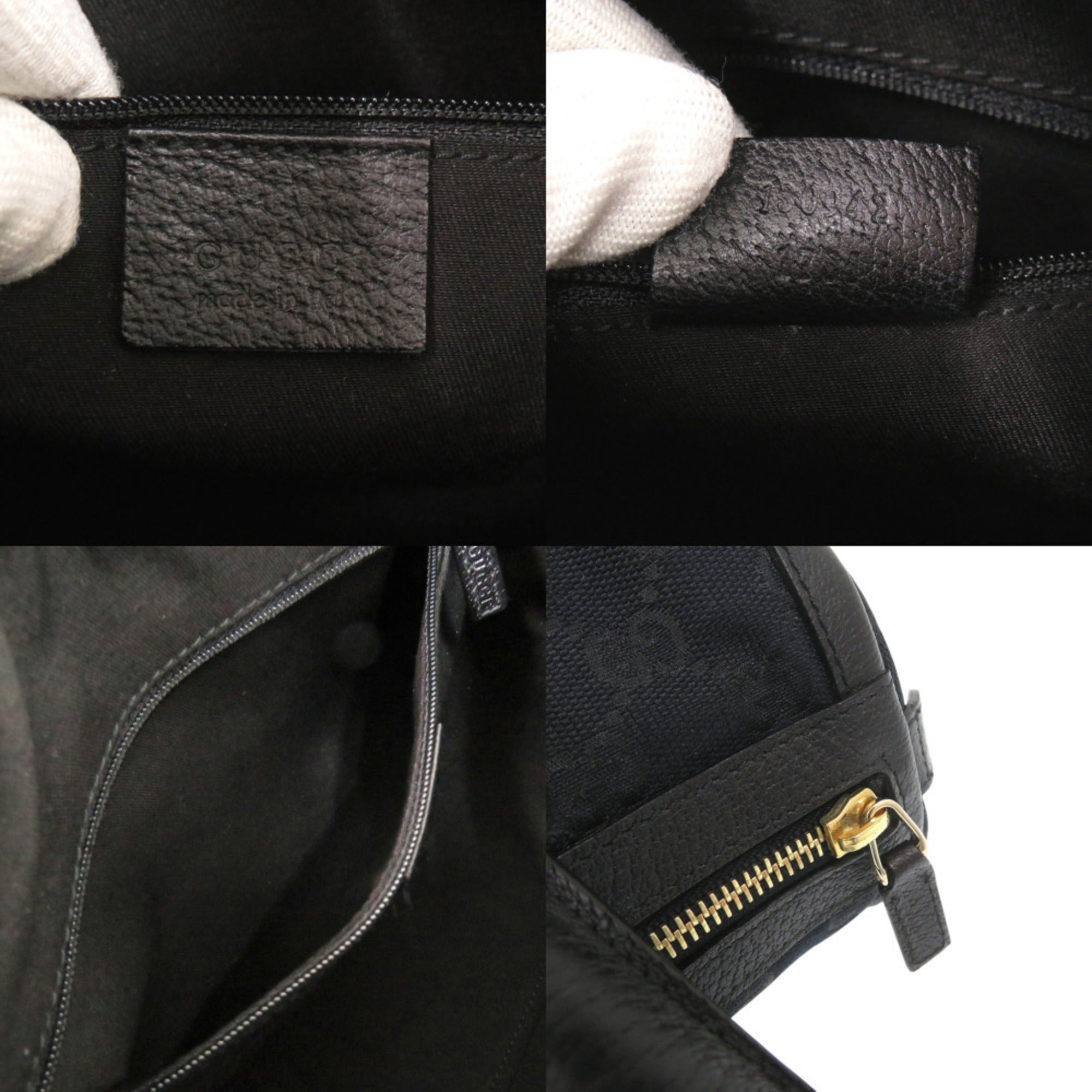 Gucci Black Gg Canvas Leather Handbag (Pre-Owned)